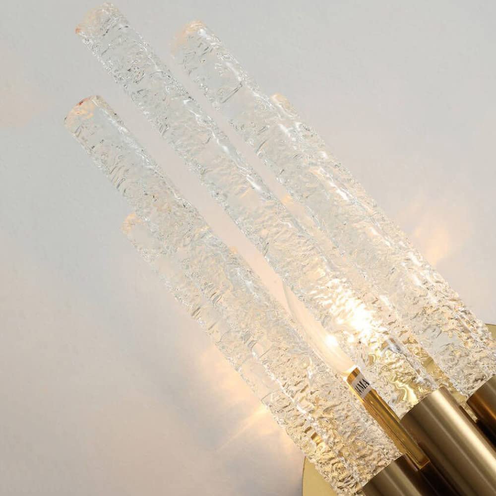 Modern Crystal Wall Sconce Light - Gold Geometric LED Wall Lamp with E14 Socket for Living Room, Bedroom & Hallway Decor - Elegant Postmodern Lighting Fixture for Bedside, Entryway and Dining Room Ambience