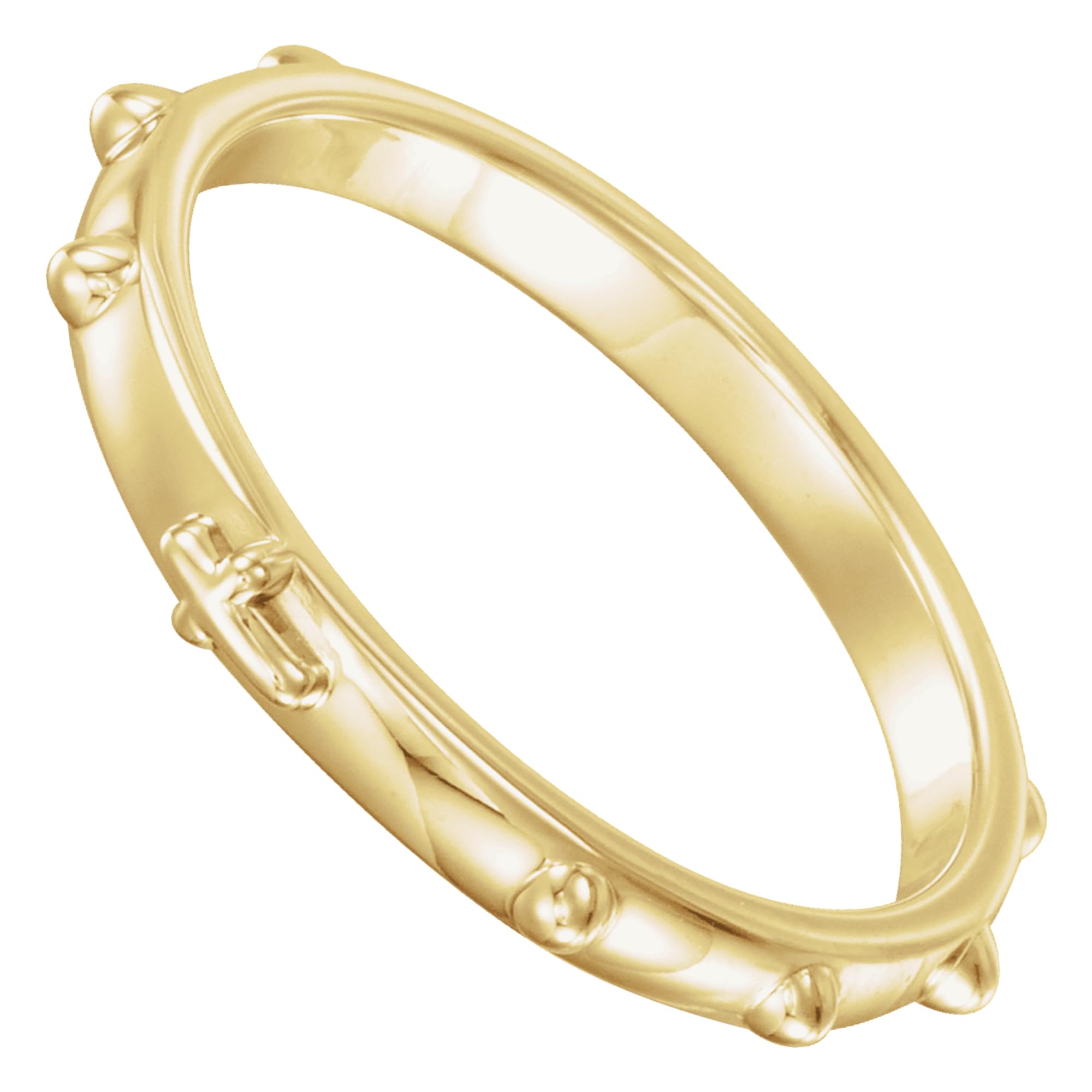 14K Yellow Gold 2.50mm Rosary Ring for Men & Women - Size 10 | Religious Jewelry, Unisex Wedding Band, Spiritual Gift for Baptism & First Communion