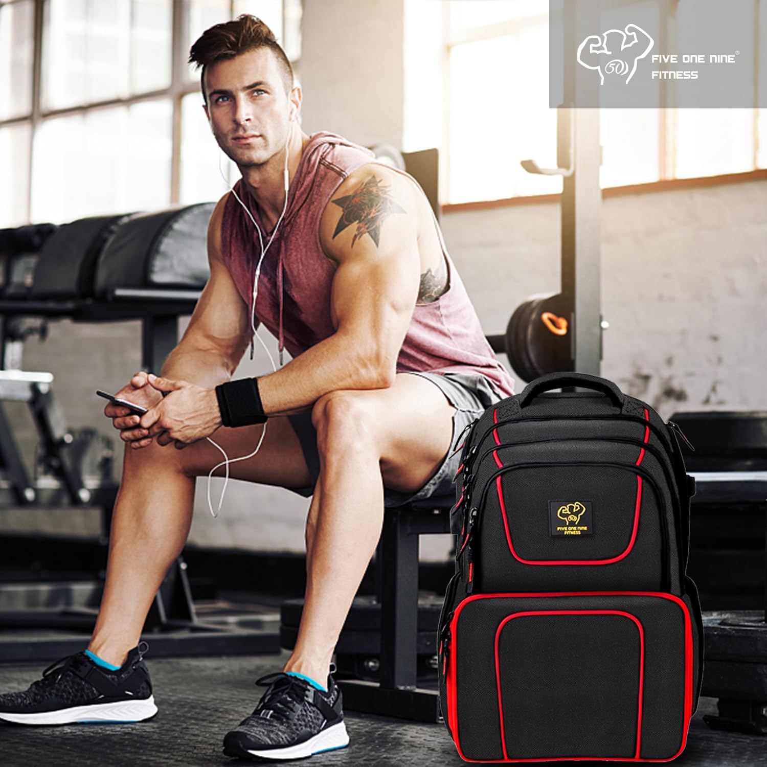 519 Fitness Meal Prep Backpack - 6 Meal Insulated Bodybuilding Gym Bag with Laptop Compartment for Men & Women | Perfect for Hiking, Picnic & Workout | Includes 6 Leakproof Food Containers, 2 Ice Packs & Shaker Bottle | Ideal for Bodybuilders, Athletes & Outdoor Enthusiasts