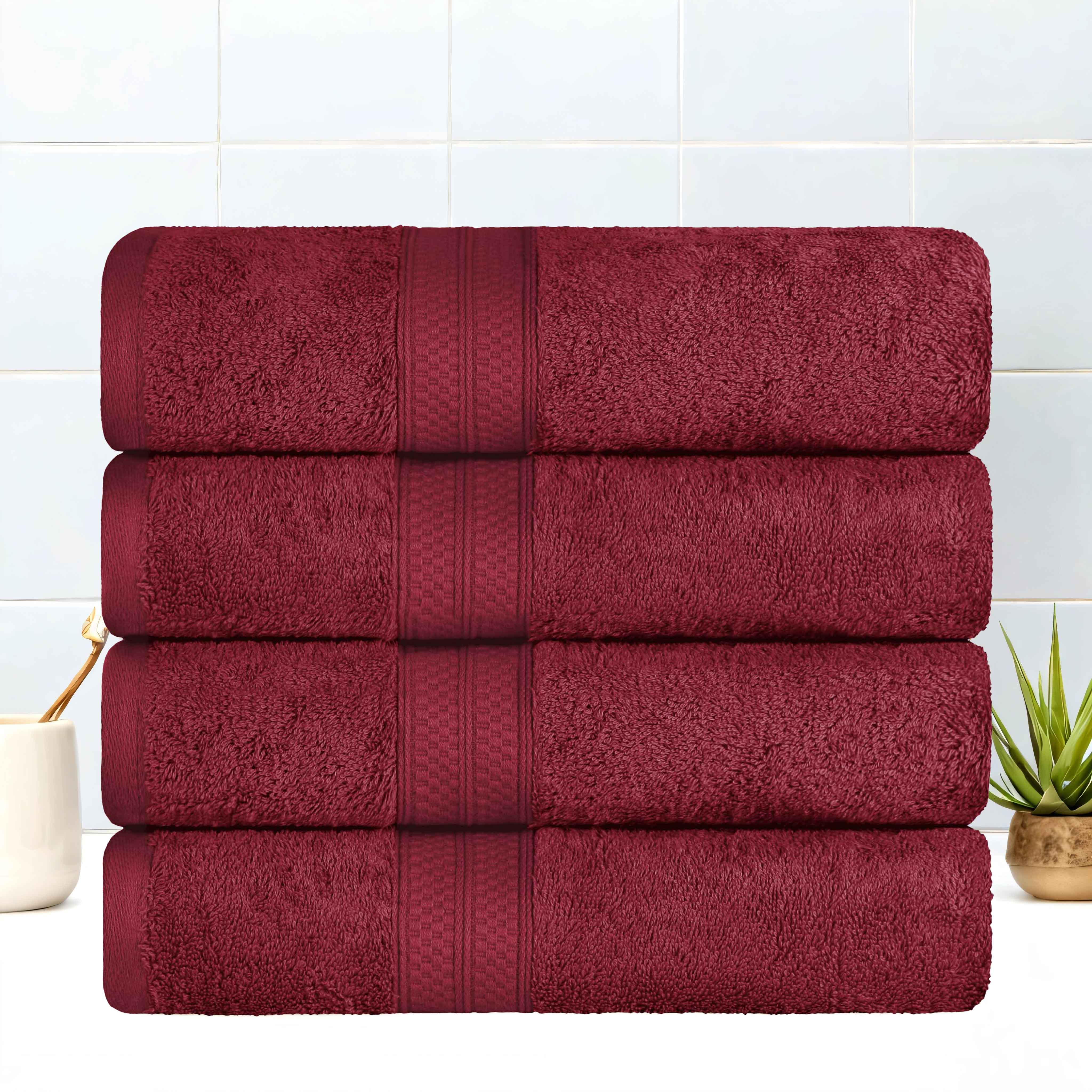 Ultra Soft Rayon Bamboo Cotton Blend 4-Piece Bath Towel Set | Premium Absorbent Quick-Dry Towels for Spa, Bathroom & Beach
