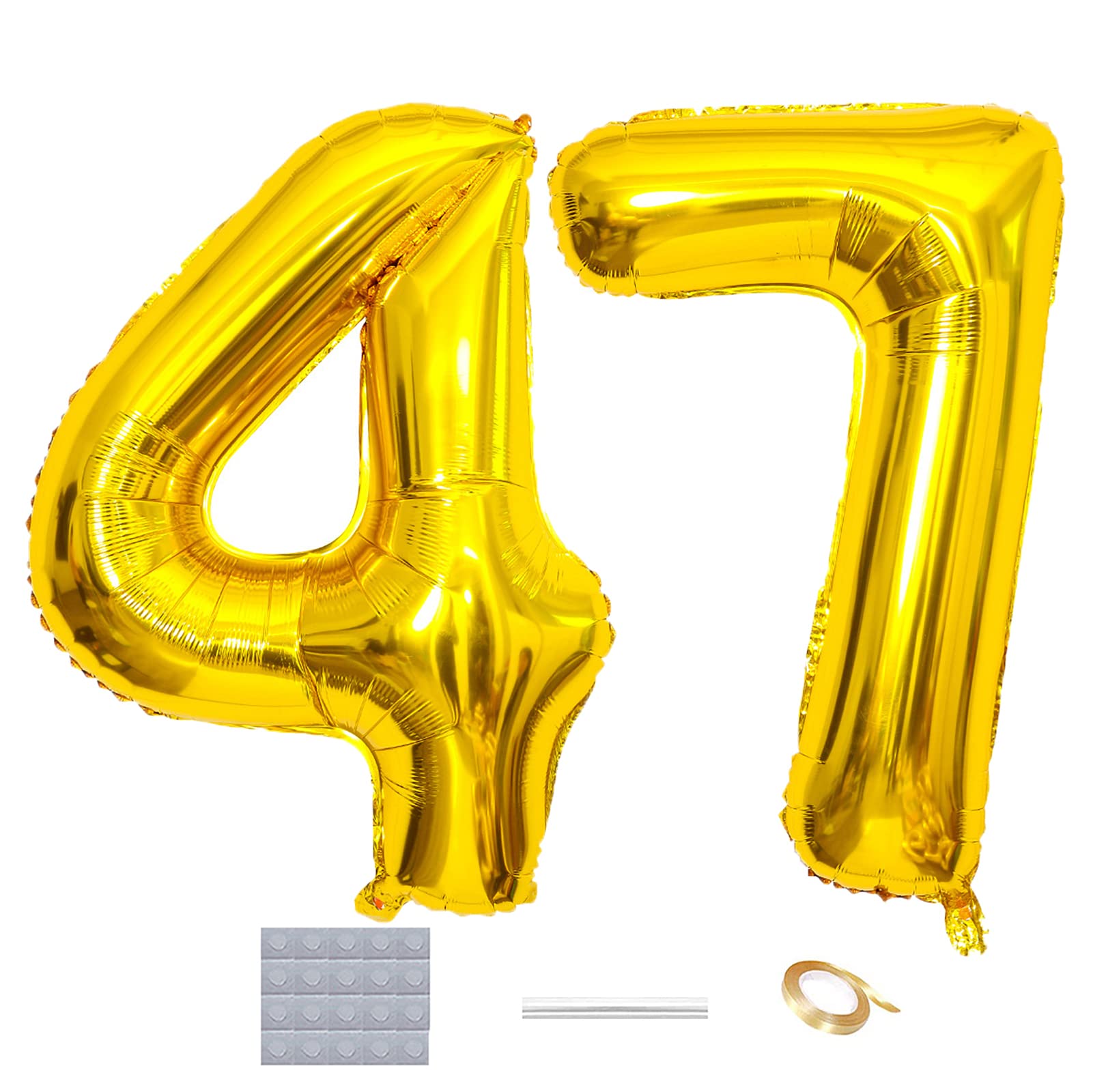 47 Inch Gold Number Balloons - Jumbo 47 Foil Balloons for 47th Birthday Party Decorations, Wedding Anniversary, Prom & Photo Props - Perfect for Milestone Celebrations & Event Decor
