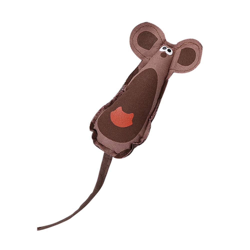 Jolincc Dental Chew Toy for Cats - Teeth Cleaning Mouse Canvas Chew Toy for Pet Training & Oral Health (Brown, One Size) - Perfect for Kittens & Adult Cats to Reduce Plaque & Tartar