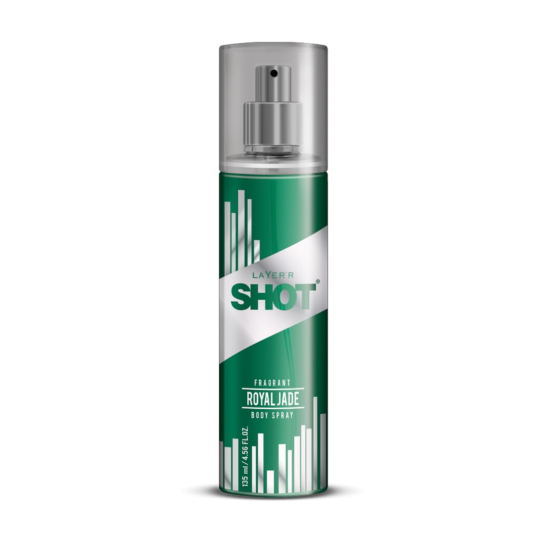 Layer'r Shot Royal Jade Deodorant Body Spray for Men, 135ml - Long Lasting Freshness for Gym, Work & Daily Use