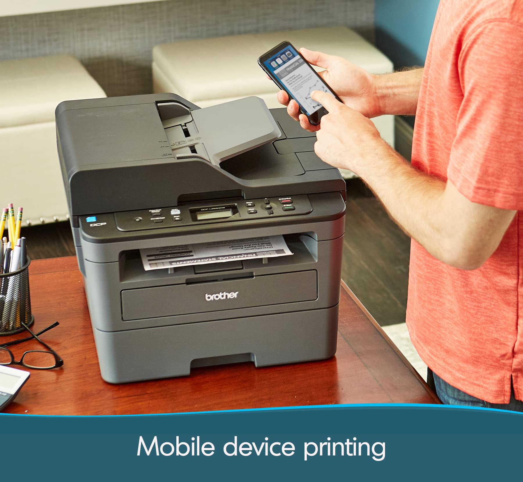 Brother DCPL2550DW Monochrome Laser Printer - Compact All-in-One Printer, Copier & Scanner with Wireless Connectivity, 4-Month Refresh Subscription Trial & Amazon Dash Replenishment Ready - Perfect for Home Office & Small Business Printing Needs