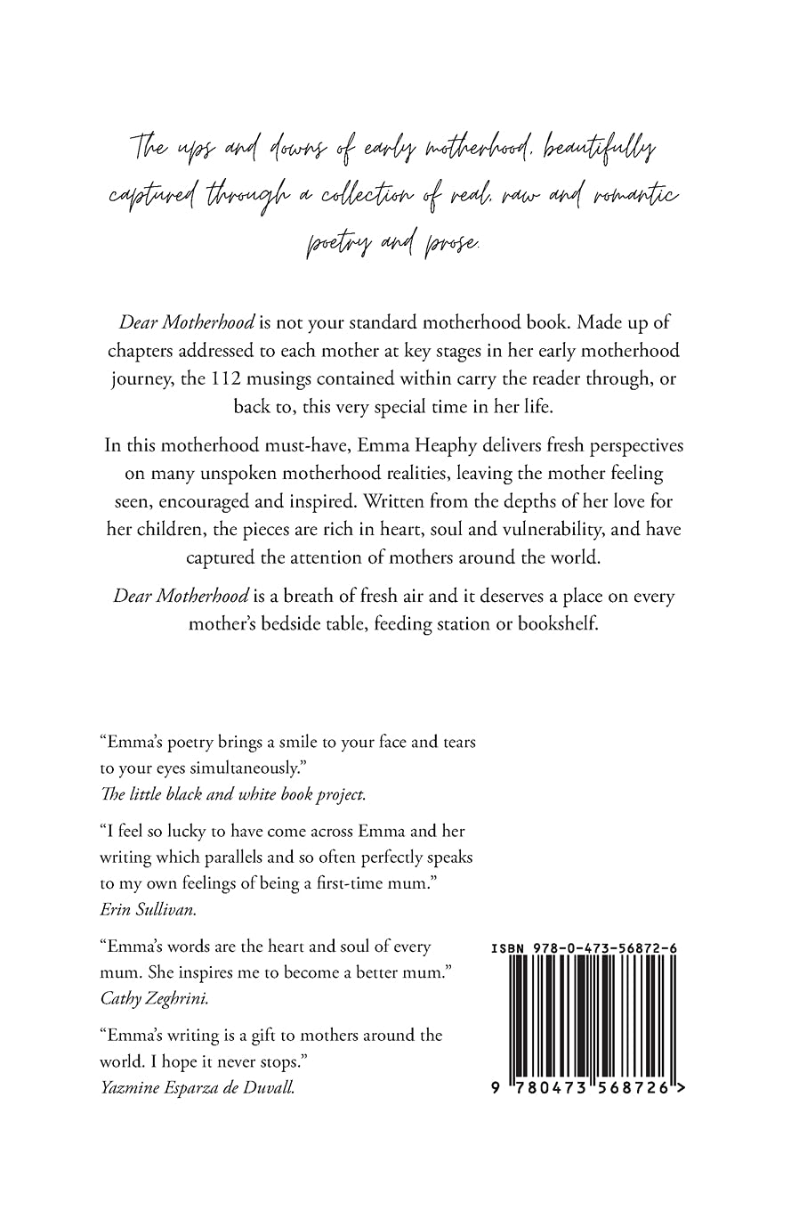 Dear Motherhood: A Collection of Real, Raw and Romantic Poetry & Prose About Early Motherhood Love Stories | Emma Heaphy's Poetry Book | Perfect for New Moms, Baby Showers & Mother's Day Gifts