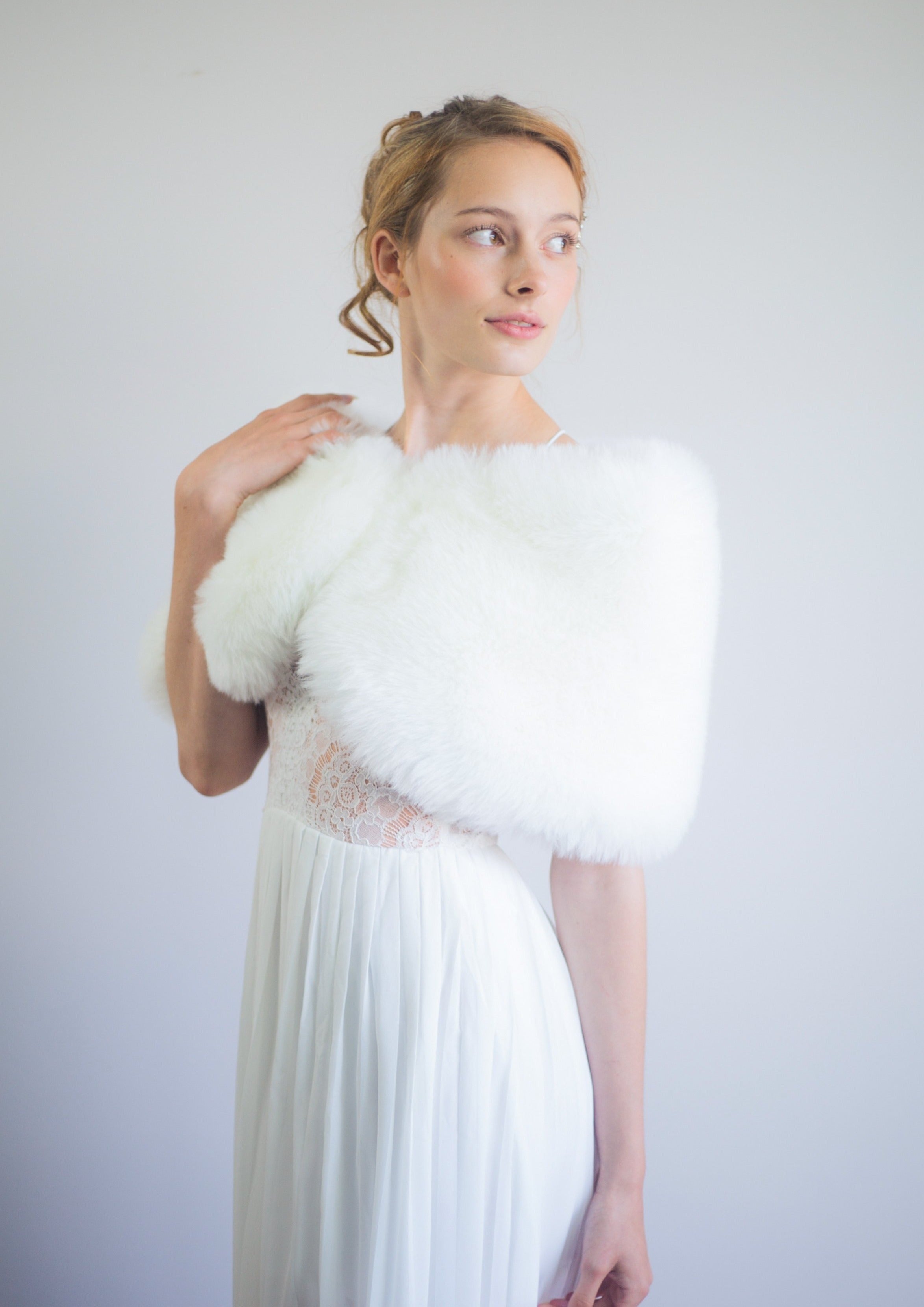 Ivory White Fur Wrap Shawl - Serena Wht01 | Elegant Winter Accessory for Women, Perfect for Weddings, Parties & Cold Weather Fashion