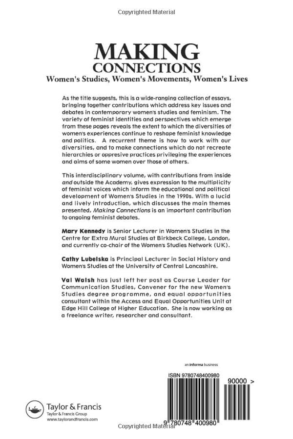 Making Connections: Women's Studies, Women's Movements & Women's Lives | Gender & Society Book | Feminist Theory, Women's Empowerment & Gender Equality | Perfect for College Courses, Book Clubs & Feminist Research