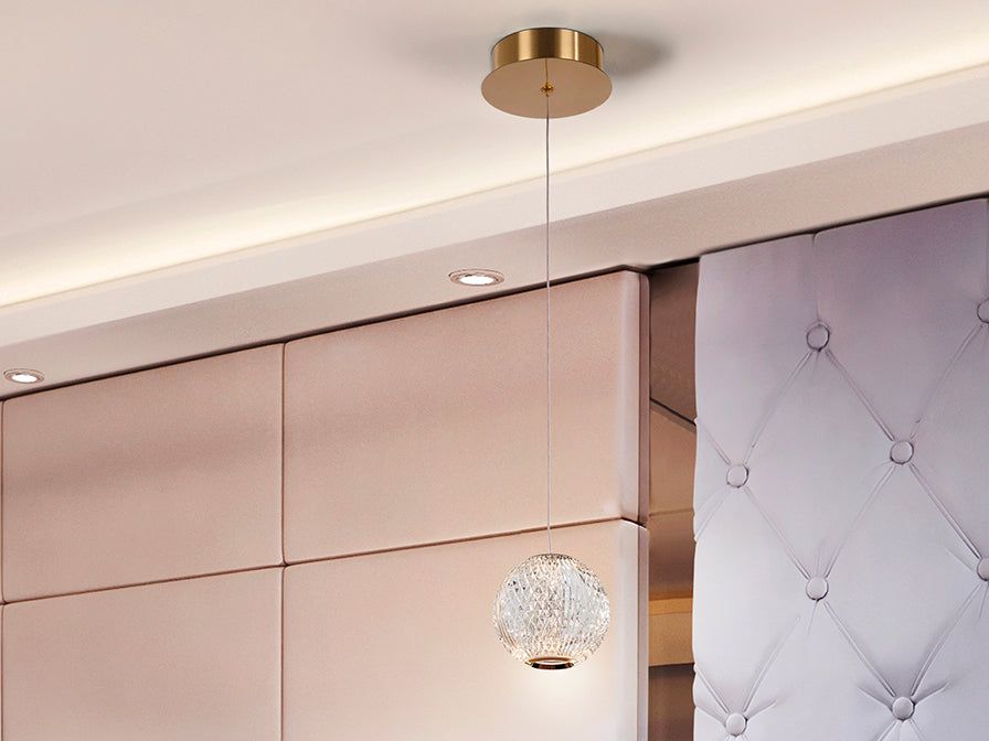 Austral 1 LED Light Single Pendant Ceiling Light - Gold & Clear Finish IP20 - Perfect for Kitchen Island, Dining Room, and Bedroom Lighting