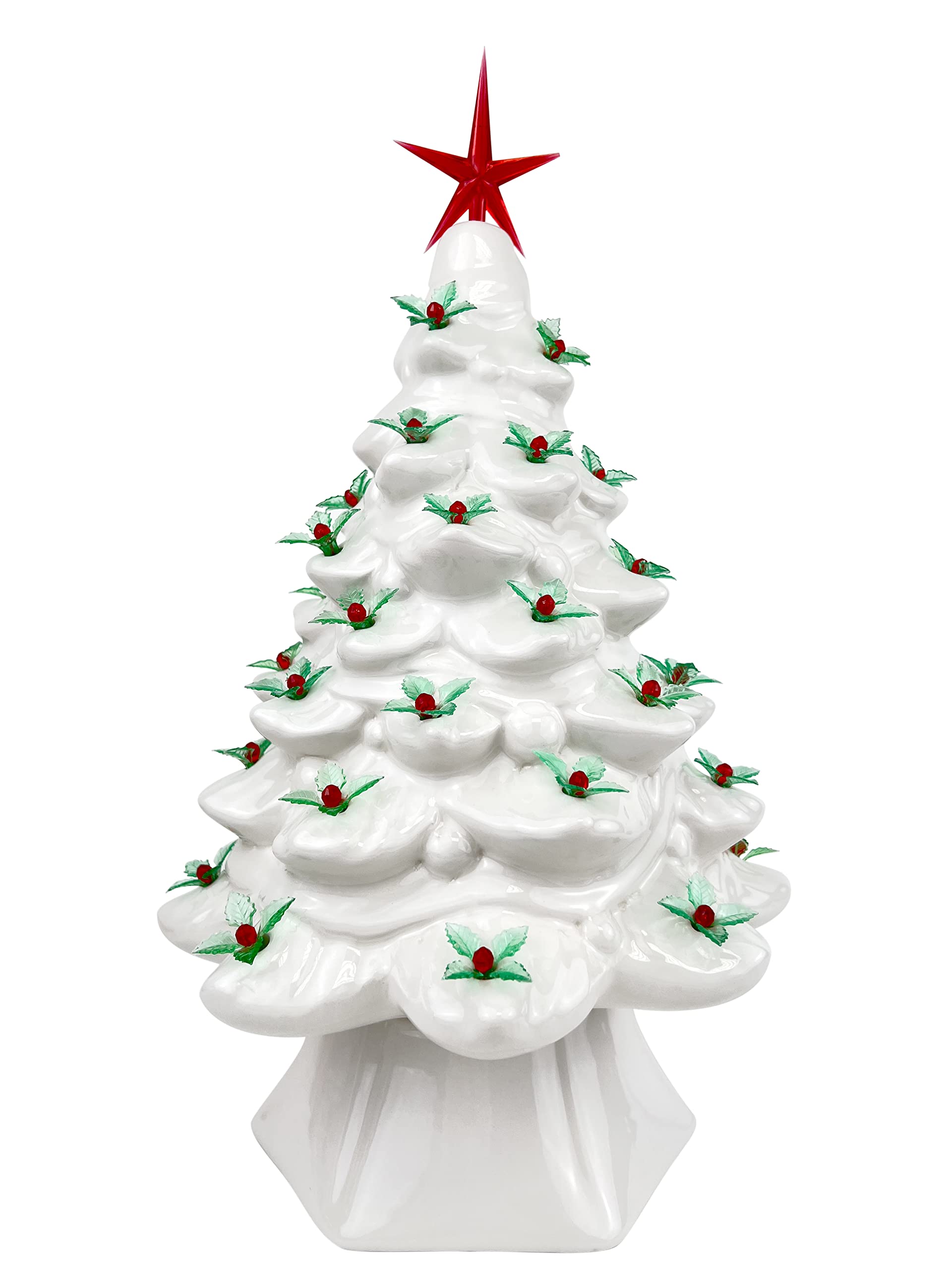 National Artcraft® Green and Red Holly Christmas Lights for Ceramic Trees - 50 Pack - Indoor Holiday Decorations for Festive Home, Office, and Christmas Tree Decor