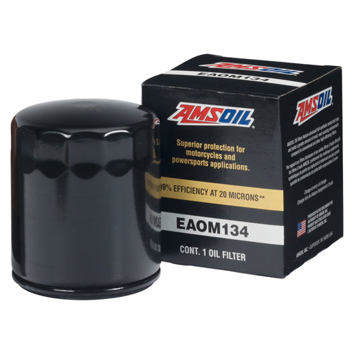 AMSOIL EAOM134 High-Performance Motorcycle Oil Filter - Premium Engine Protection for Harley, Honda, Kawasaki & More - Ideal for Street Bikes, Cruisers & Touring Motorcycles