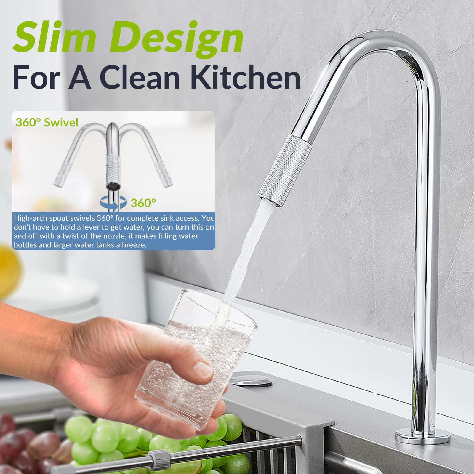 Chrome Drinking Water Purifier Faucet - RO Water Filter Tap for Kitchen Sink | Lead-Free Stainless Steel Reverse Osmosis System Faucet | Perfect for Clean Drinking Water & Cooking