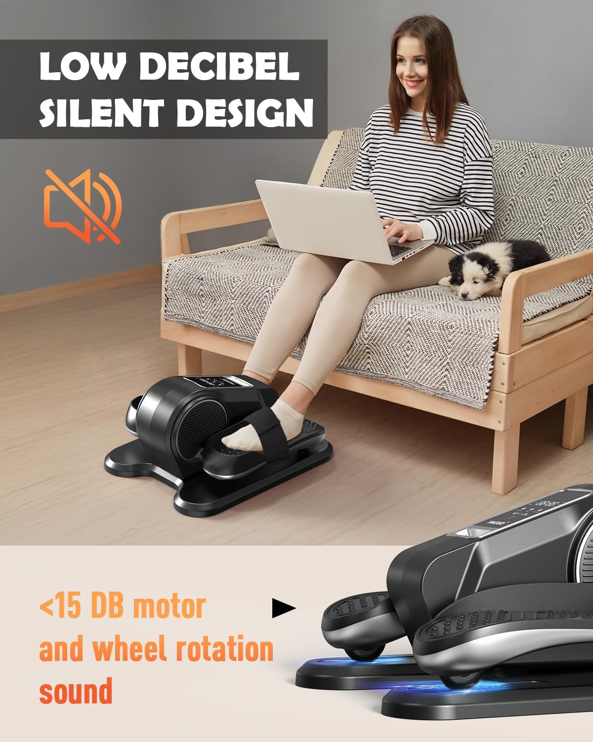 Under Desk Elliptical Machine - Electric Leg Exerciser with 12 Adjustable Speeds | Quiet & Portable Seated Pedal Trainer for Seniors & Office Workers | Remote Control Included | Perfect for Home Office & Physical Therapy