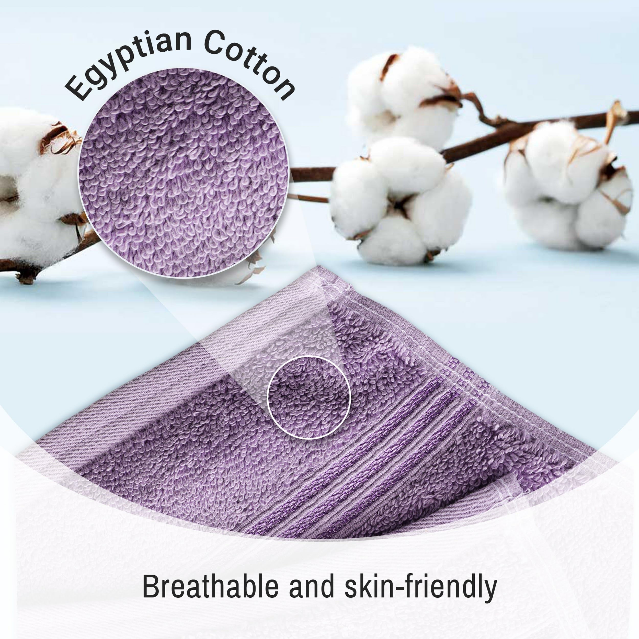 Premium 8-Piece Egyptian Cotton Towel Set - Ultra Soft & Absorbent Bath, Hand & Face Towels for Home, Master Bathroom & Spa - Includes 2 Bath, 2 Hand, 4 Washcloths - Quick Dry Luxury Towels in Royal Purple - Perfect for Everyday Use, Guest Bathrooms & Hotel-Style Decor