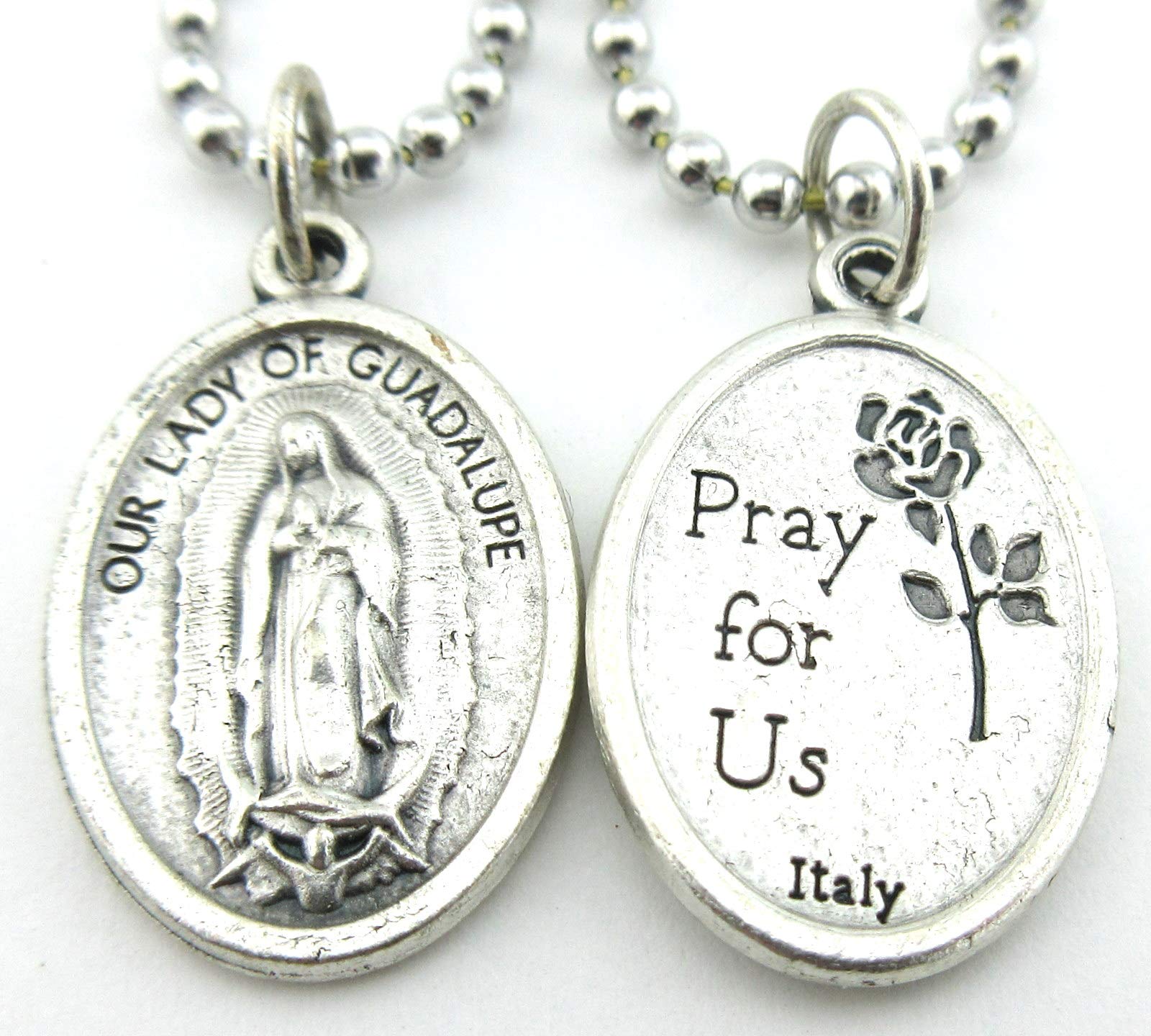 2-Piece Bulk Lot Our Lady of Guadalupe Medal Pendant Necklace with No Tarnish Chain - Religious Jewelry for Women, Gifts for Baptism & First Communion - Perfect for Church, Weddings & Everyday Wear