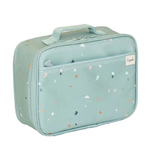 3 Sprouts Eco-Friendly Lunch Bag - Recycled Fabric, Terrazzo Green - Perfect for School, Work & Picnics