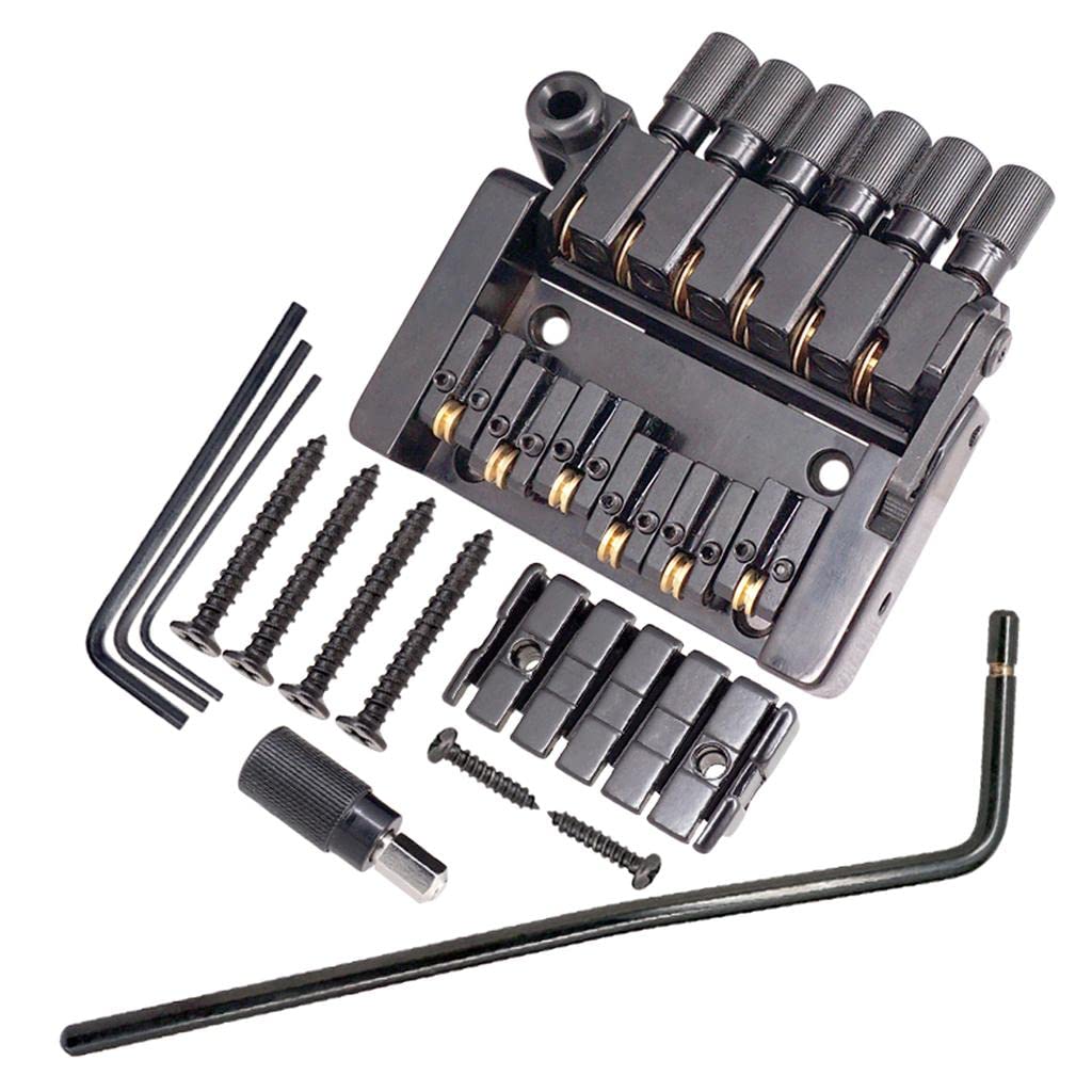SDENSHI 6-String Electric Guitar Hard Tail Fixed Bridge Replacement - Black | Includes Wrench for Headless Guitar Installation | Perfect for DIY Guitar Repair & Upgrade