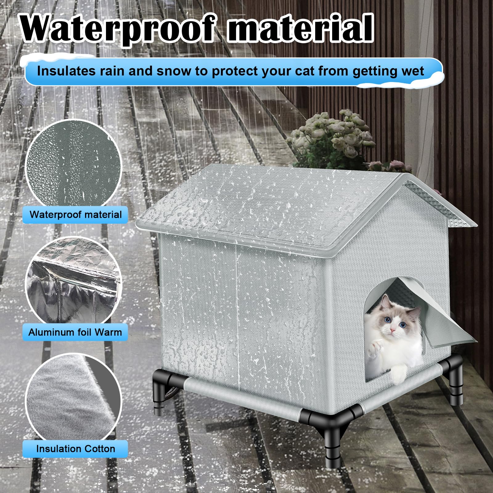 Heated Outdoor Cat House for Winter - Weatherproof Insulated Shelter with Heater for Cats & Small Pets (Large Size) | Perfect for Backyards, Porches & Cold Weather Protection