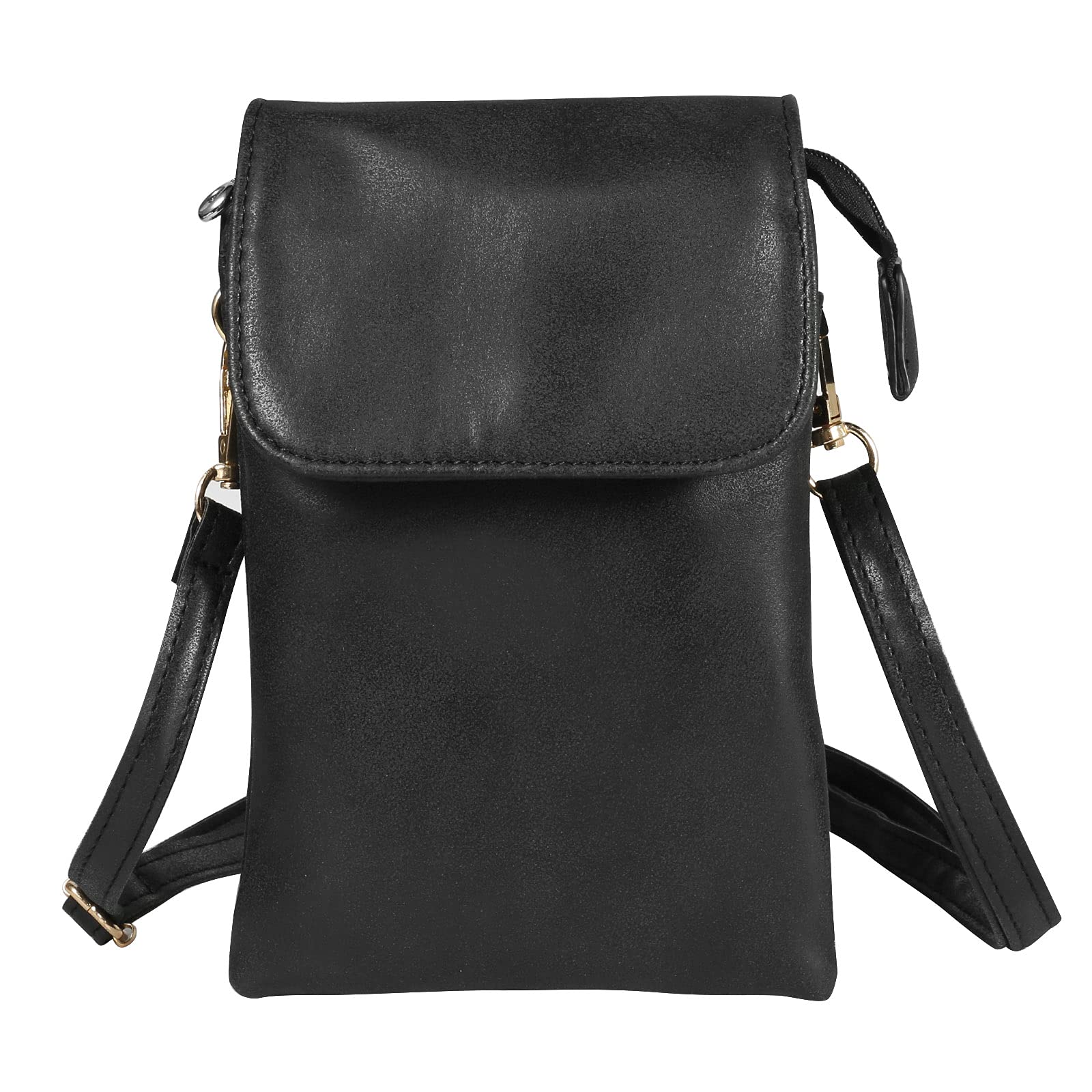 Premium Genuine Leather Crossbody Bag with Roomy Pockets - Compatible with iPhone 12 Pro Max, Samsung Galaxy S21/S20/Note20, Google Pixel 5 & More (Black) - Perfect for Travel, Shopping & Everyday Use