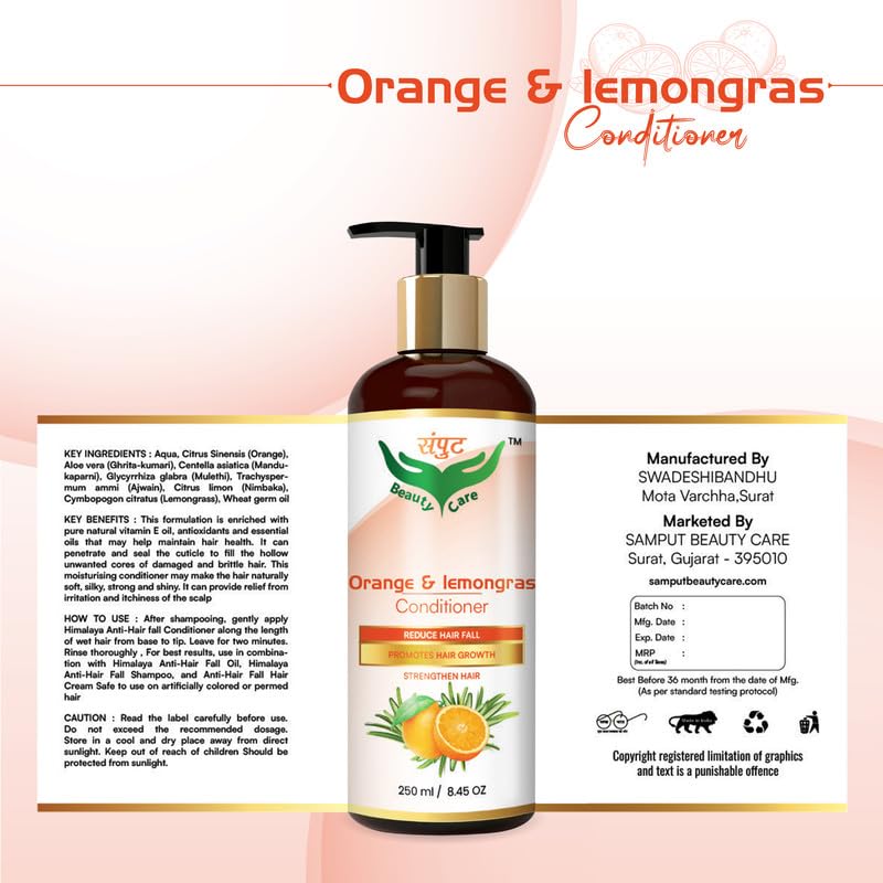 Organic Orange & Lemongrass Hair Conditioner - Reduce Oil & Boost Growth for Stronger Hair | Natural Scalp Care for Oily Hair | Perfect for Daily Use & Hair Repair