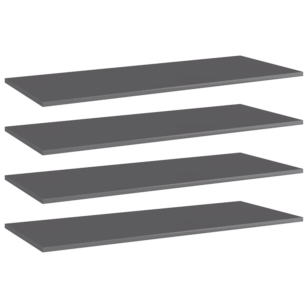 High Gloss Gray Bookshelf Replacement Panels - 4 Pack Chipboard Shelves 39.4