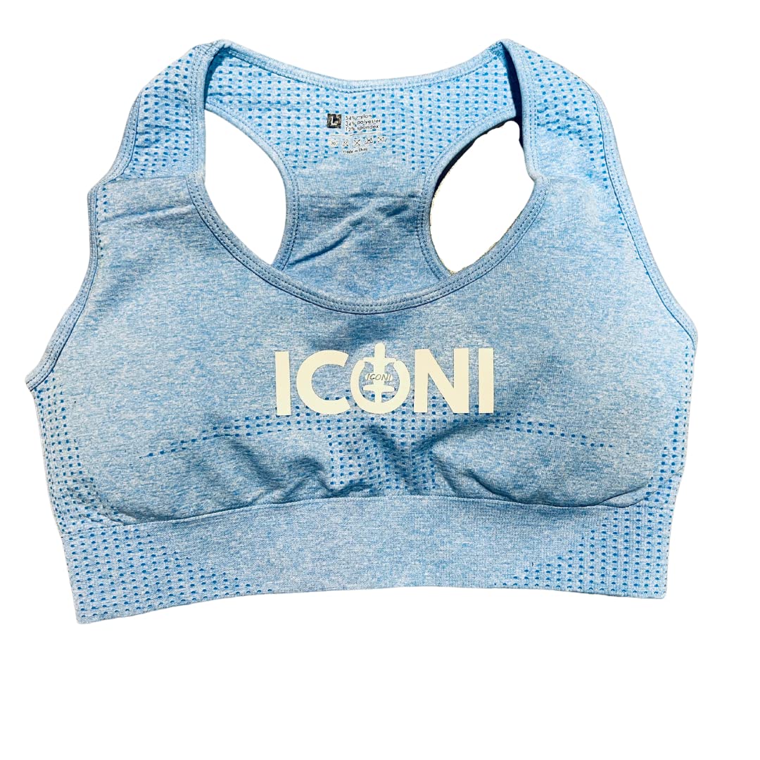 ICONI Women's Seamless Wirefree Sports Bra - Medium Impact, Moisture Wicking, Racerback Design with Removable Pads - Perfect for Yoga, Gym Workouts & Running
