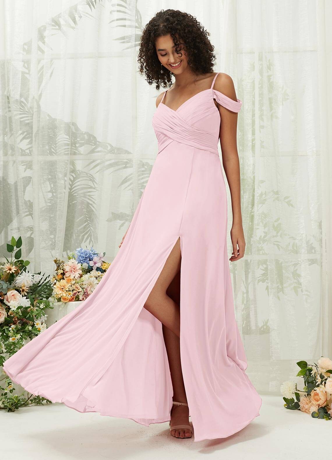 Sweetheart Neckline Chiffon Bridesmaid Dress with Pockets - Convertible Strap Design for Weddings, Parties & Special Occasions
