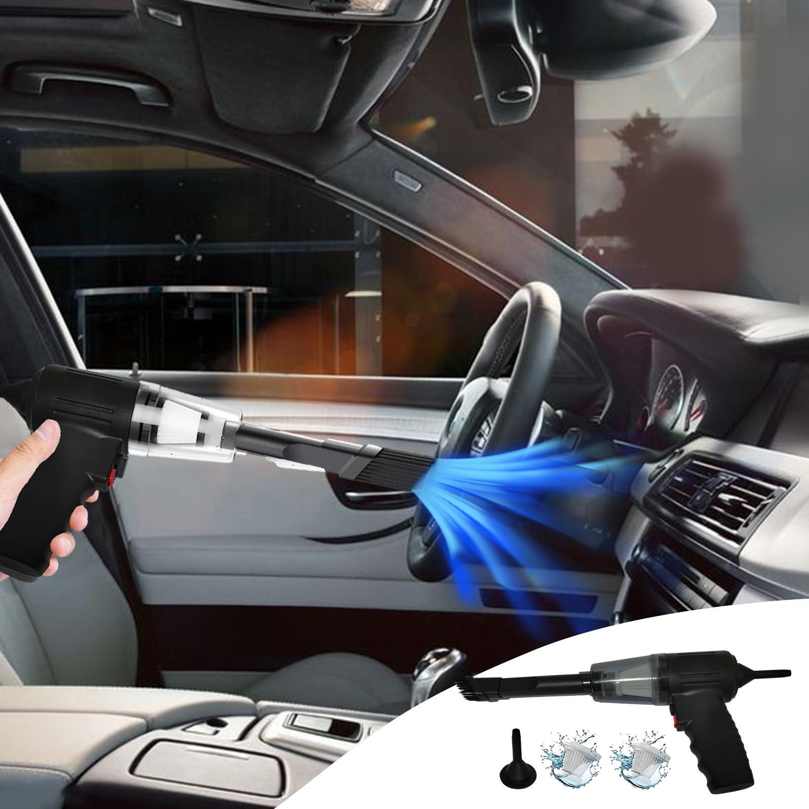 Powerful Cordless Handheld Vacuum Cleaner - High Suction, Lightweight & Rechargeable for Car & Home Use | Portable Car Vacuum with 2 Filters | Perfect for Quick Cleanups, Pet Hair Removal & Interior Detailing
