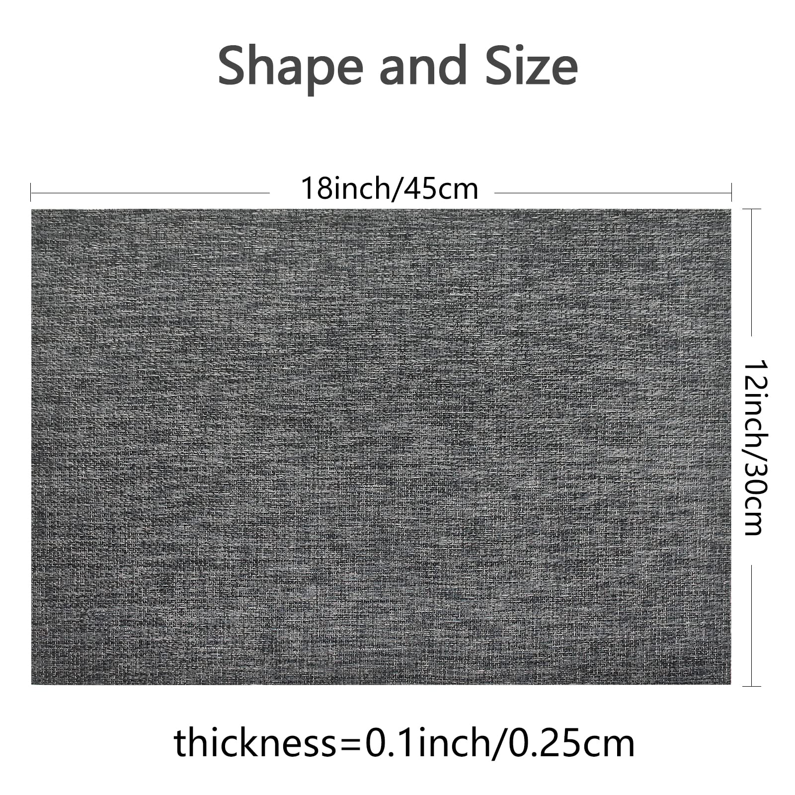 4-Pack Woven Vinyl Placemats for Dining Table - Waterproof & Washable Indoor/Outdoor Placemat Set (Dark Grey) - Perfect for Patio, Kitchen, and Restaurant Use