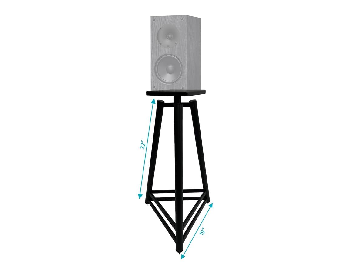 Monolith Easel Style Speaker Stand - 32 Inch Adjustable Spikes, 100 LB Capacity - Heavy Duty Bookshelf Speaker Stand for Home Theater & Studio Use