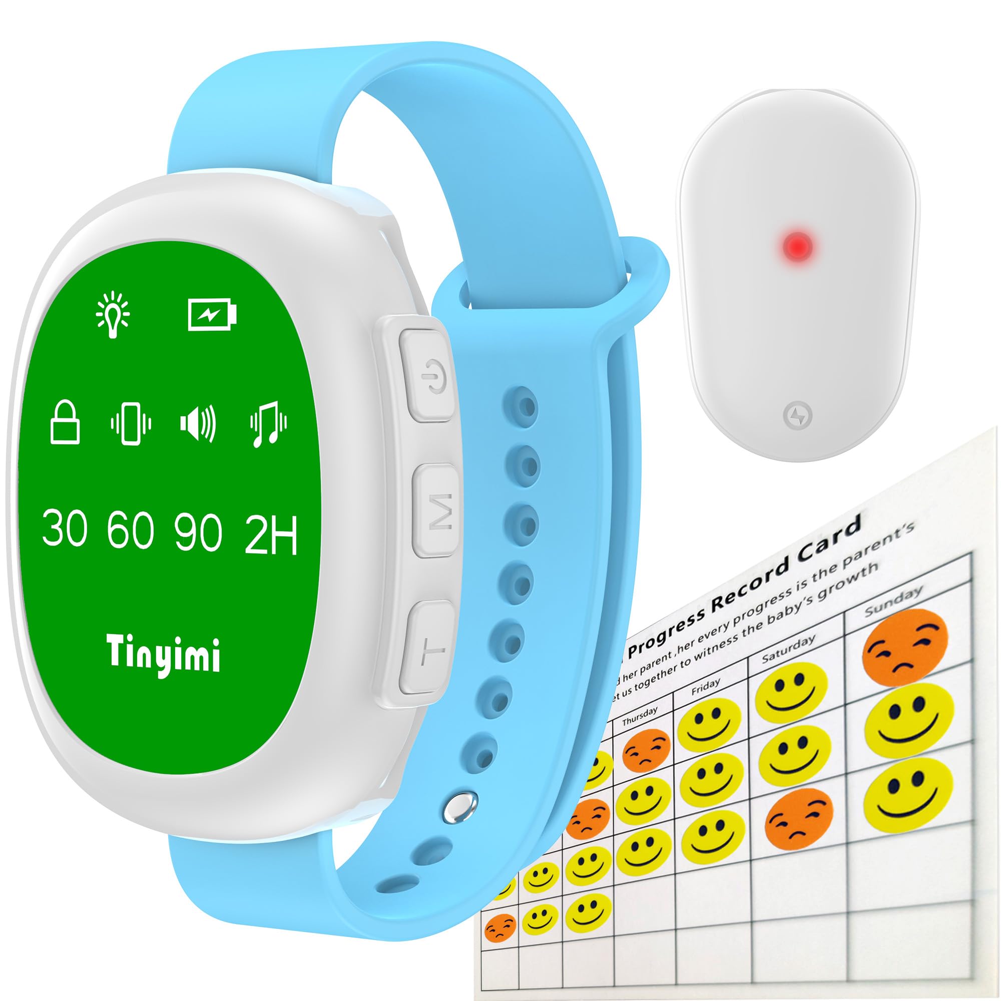 Wireless Bedwetting Alarm for Kids & Adults - Potty Training Watch with Sound, Vibration & Timer - Ideal for Toddlers, Elderly & Caregivers - Waterproof & Reusable (Green) | Perfect for Nighttime Use, Home Care & Nursing Facilities