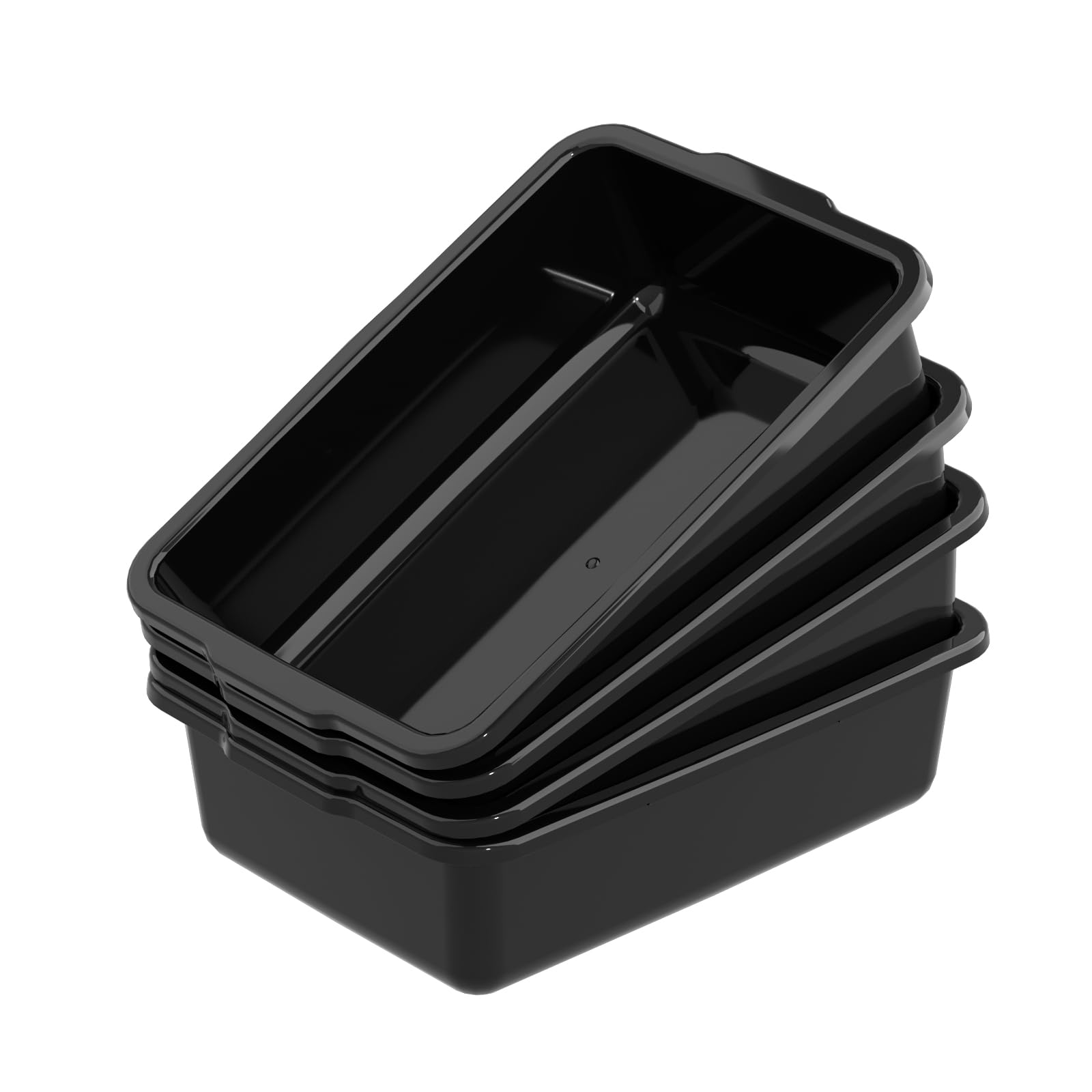 35L Commercial Bus Tubs - Heavy Duty Plastic Utility Basin & Tote Box for Restaurants, Kitchens & Food Service (4-Pack, Black) - Perfect for Dishwashing, Food Prep & Storage
