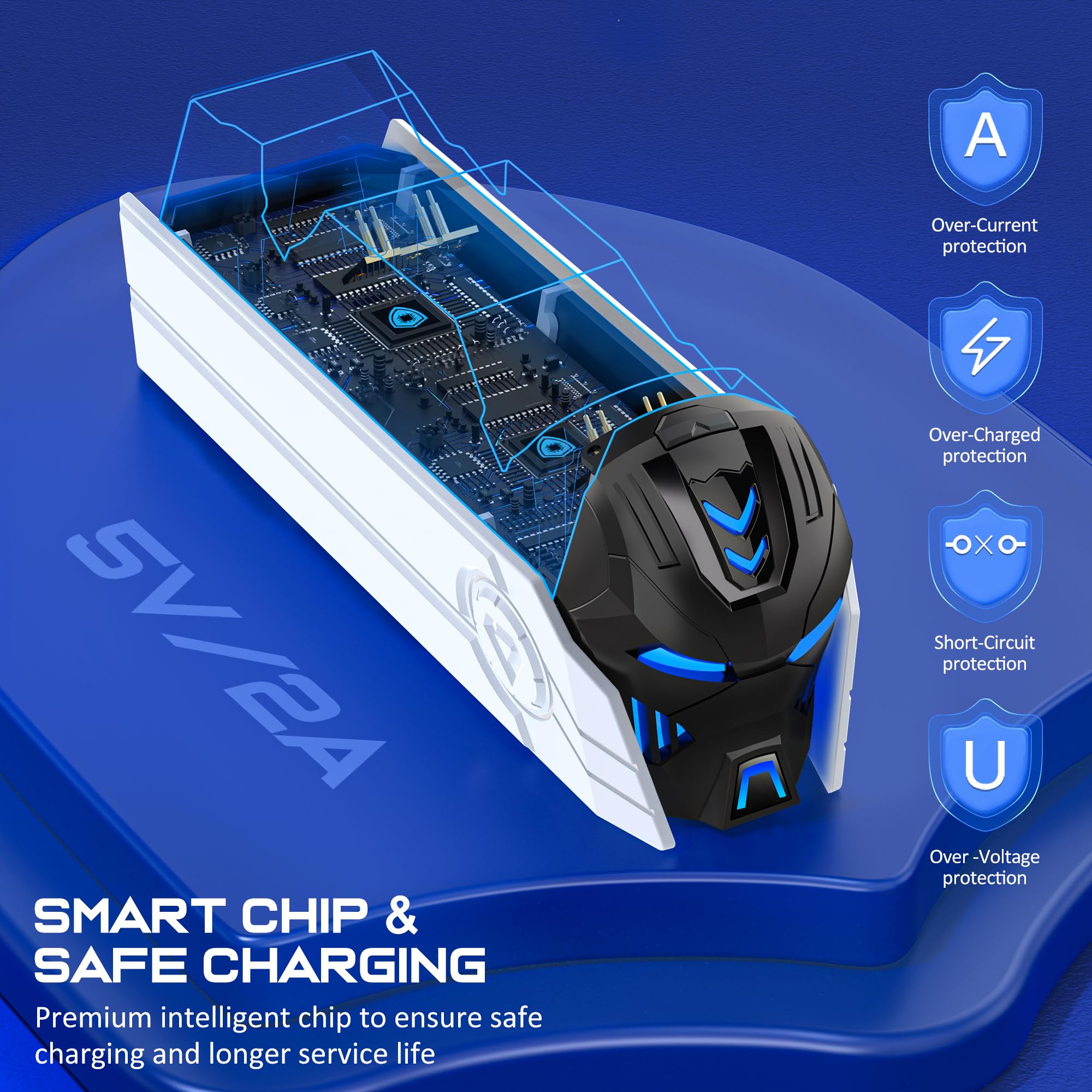 PS5 Controller Charger Station for DualSense & DualSense Edge - Fast Charging Dock with LED Indicators | Compatible with PlayStation 5 Controllers & Faceplates | Perfect for Gaming Setup & Multi-Controller Charging