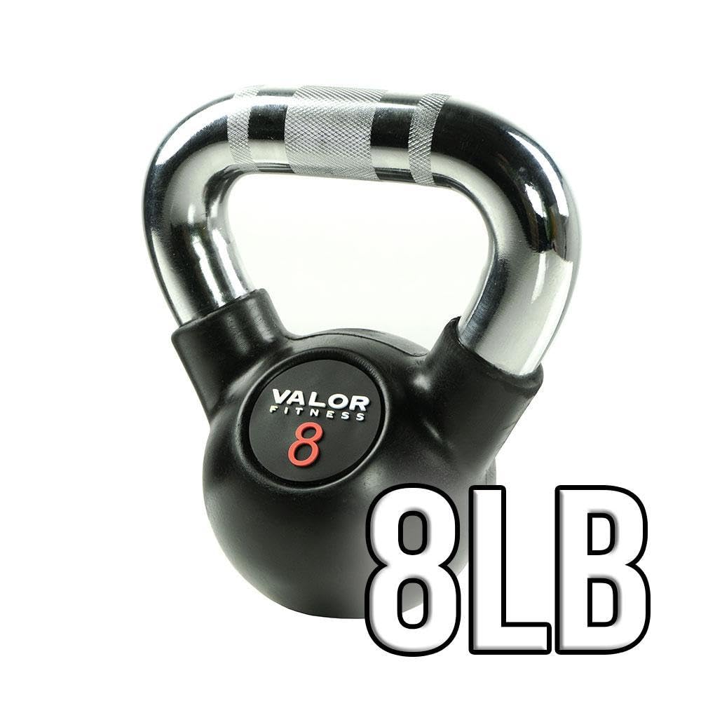 Valor Fitness Chrome Kettlebell Weights with Knurled Handle - Home Gym Equipment for Strength Training, CrossFit & Functional Fitness - Perfect for Men & Women Workouts