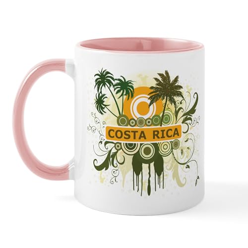 White/Pink Inside - Palm Tree Costa Rica Mug