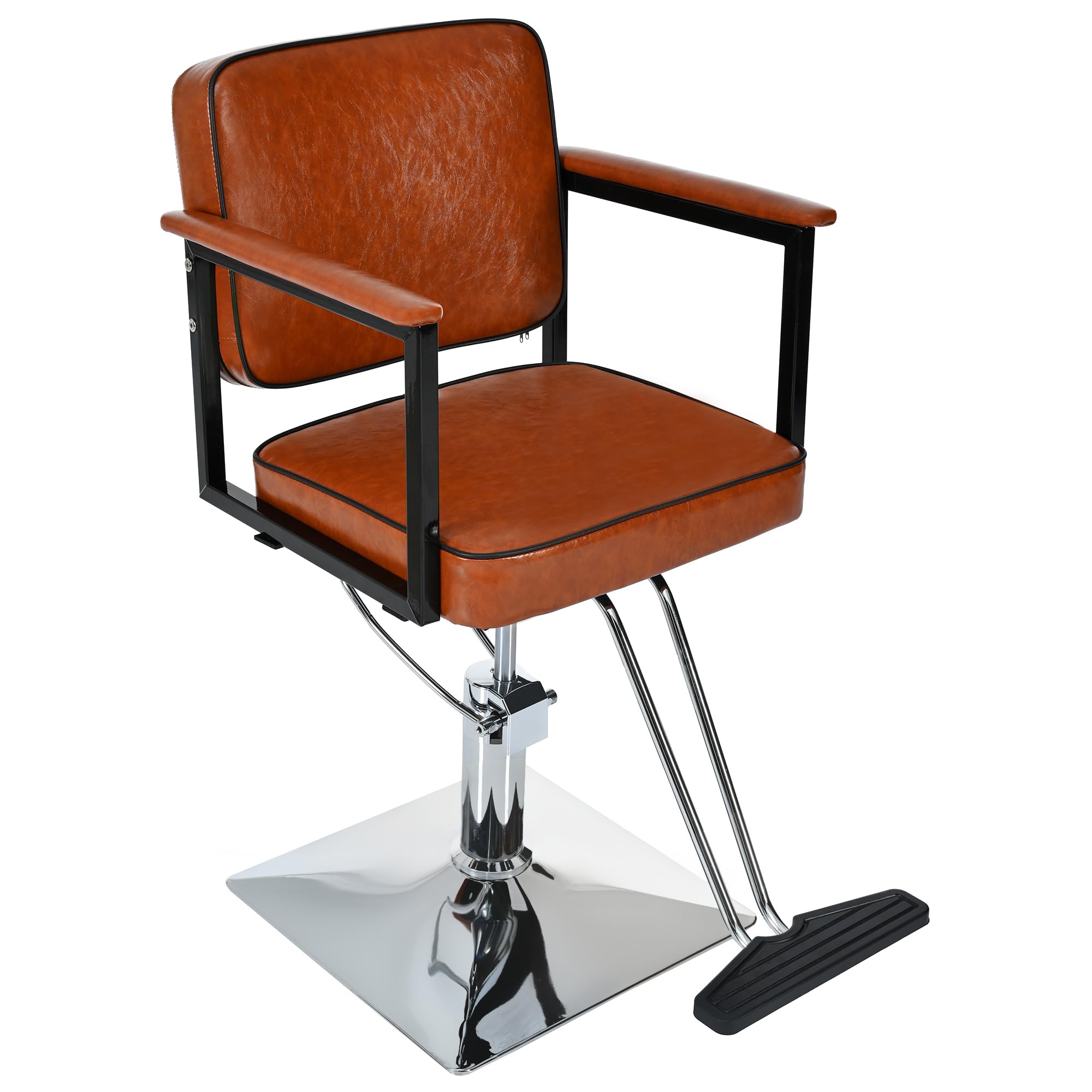 Premium Hydraulic Barber Chair - Adjustable Height & Swivel Wood Leather Salon Styling Chair for Professional Haircuts | Perfect for Beauty Salons, Barber Shops & Spa Equipment