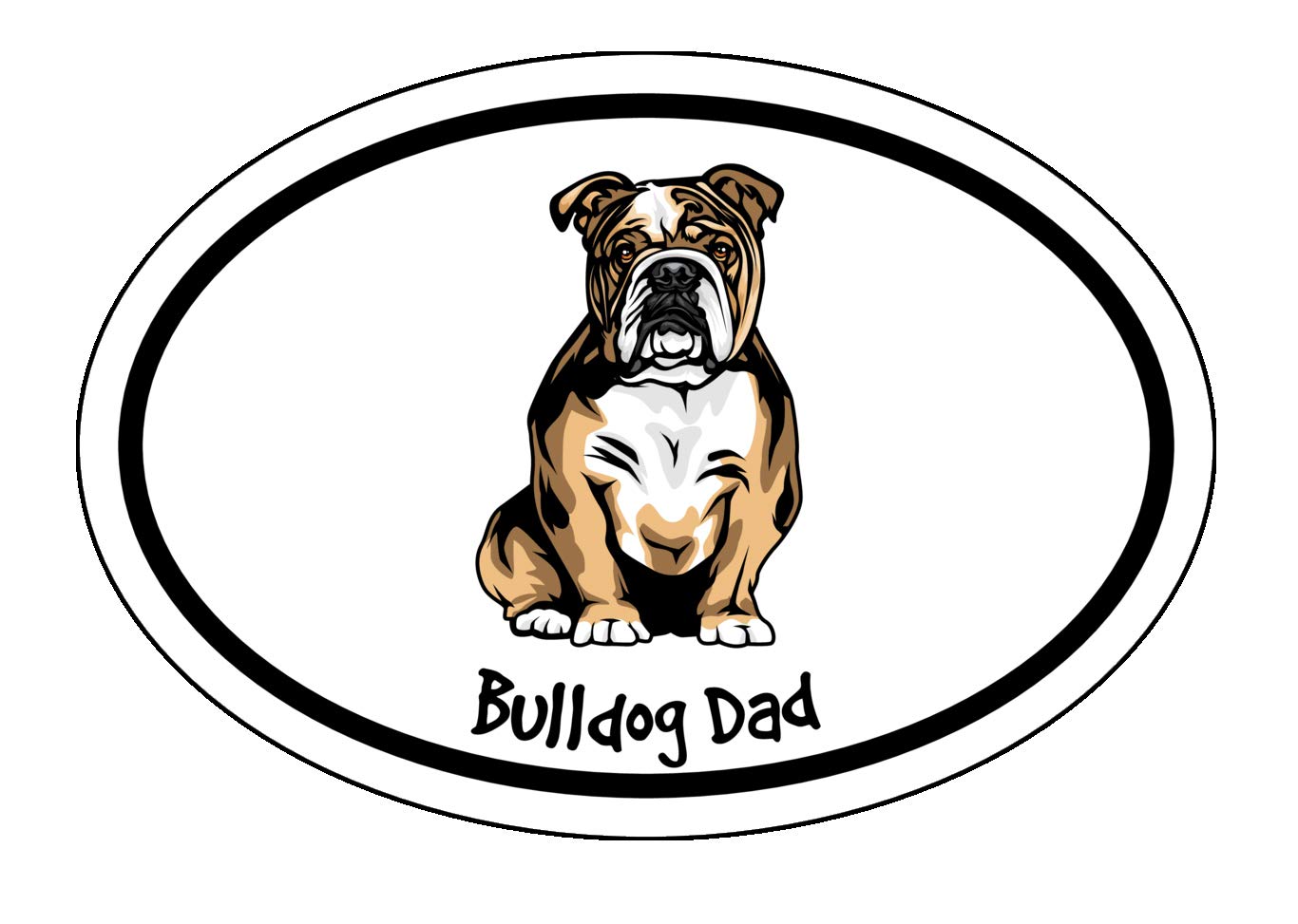 WickedGoodz Oval English Bulldog Dad Decal - Durable Dog Bumper Sticker for Laptops, Tumblers, Windows, Cars, Trucks, Walls - Perfect for Pet Lovers & Home Decor