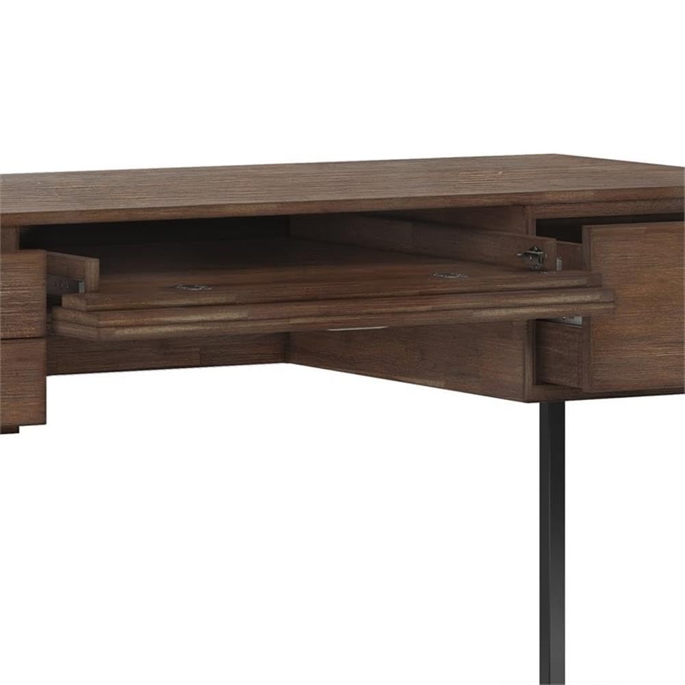 Allora 60-Inch Wide Modern Solid Wood Desk in Rustic Natural Aged Brown Finish - Perfect for Home Office, Study Room & Workspace