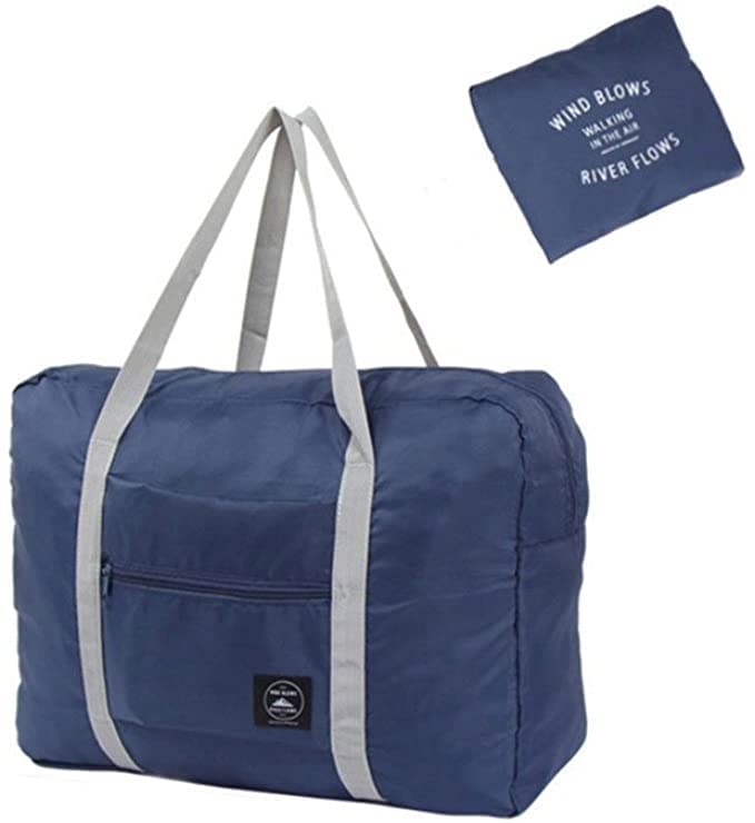 Foldable Travel Duffel Bag - Water Resistant Carry On Luggage for Spirit Airlines, Personal Item Gym Bag - Sports Weekender Overnight Tote for Women & Men (Blue) - Perfect for Air Travel, Gym Workouts & Weekend Getaways