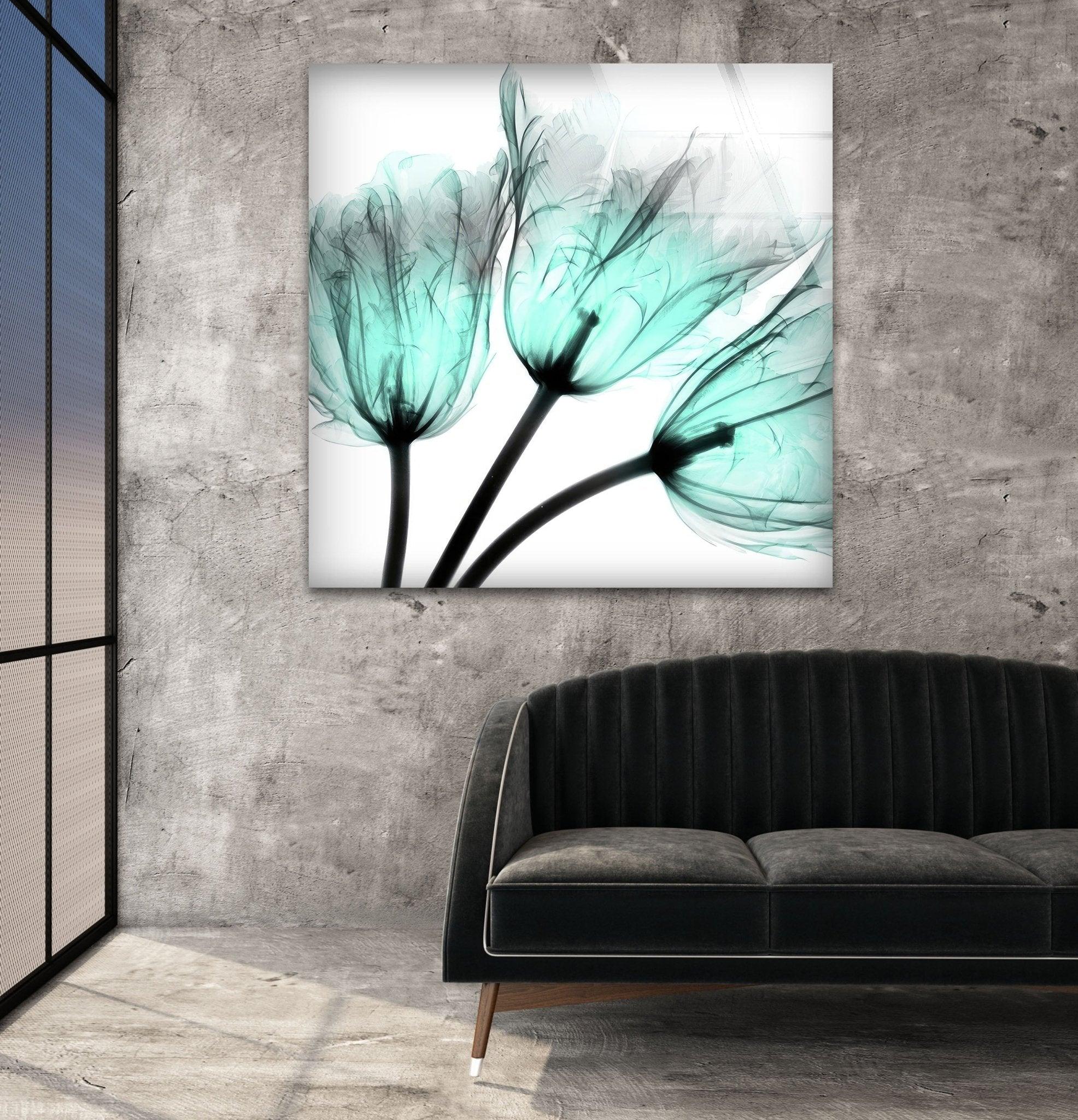 Albert Koetsier Cool Growth Xray Tulip Glass Wall Art - Modern Botanical Decor for Living Room, Bedroom & Office - Unique Floral Home Decor Gift Idea