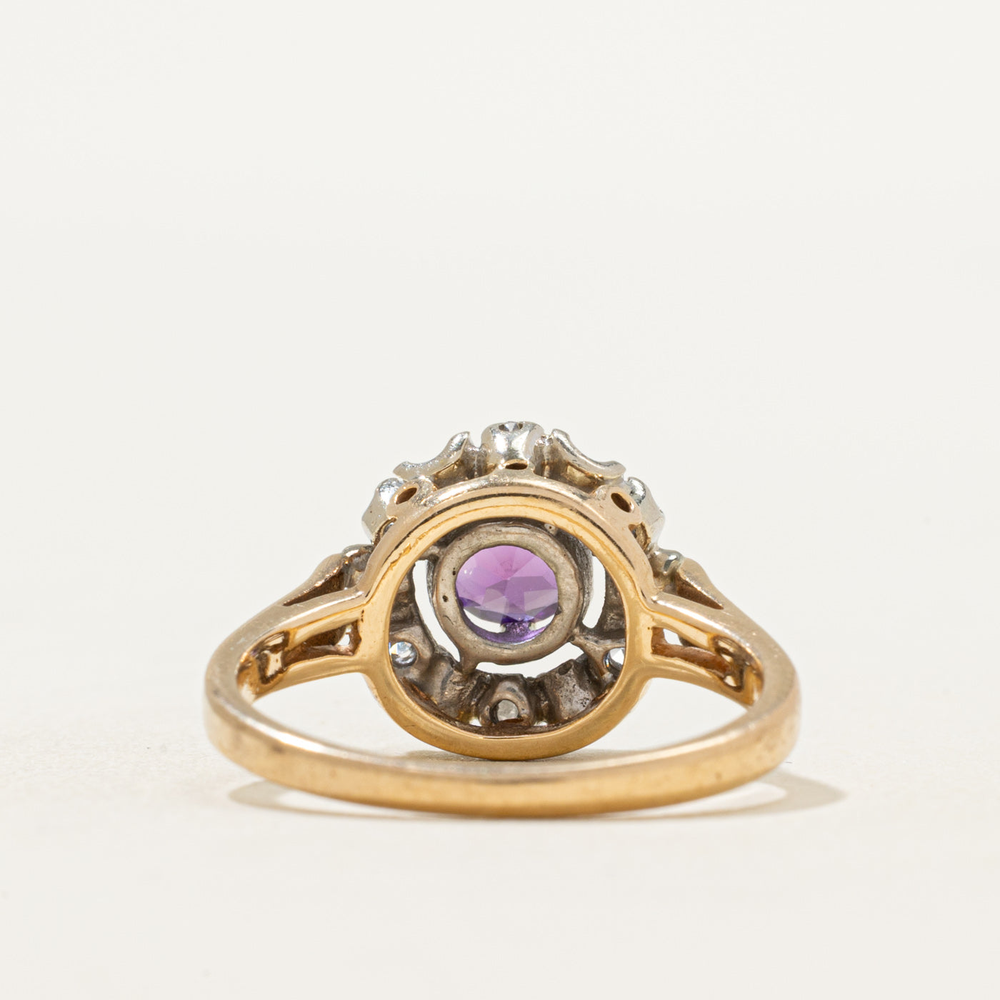 Round Cut Amethyst & Diamond Ring | 0.46ct Amethyst & 0.12ctw Diamonds | Size 5 | Elegant Purple Gemstone Jewelry for Women | Perfect for Engagement, Anniversary & Special Occasions