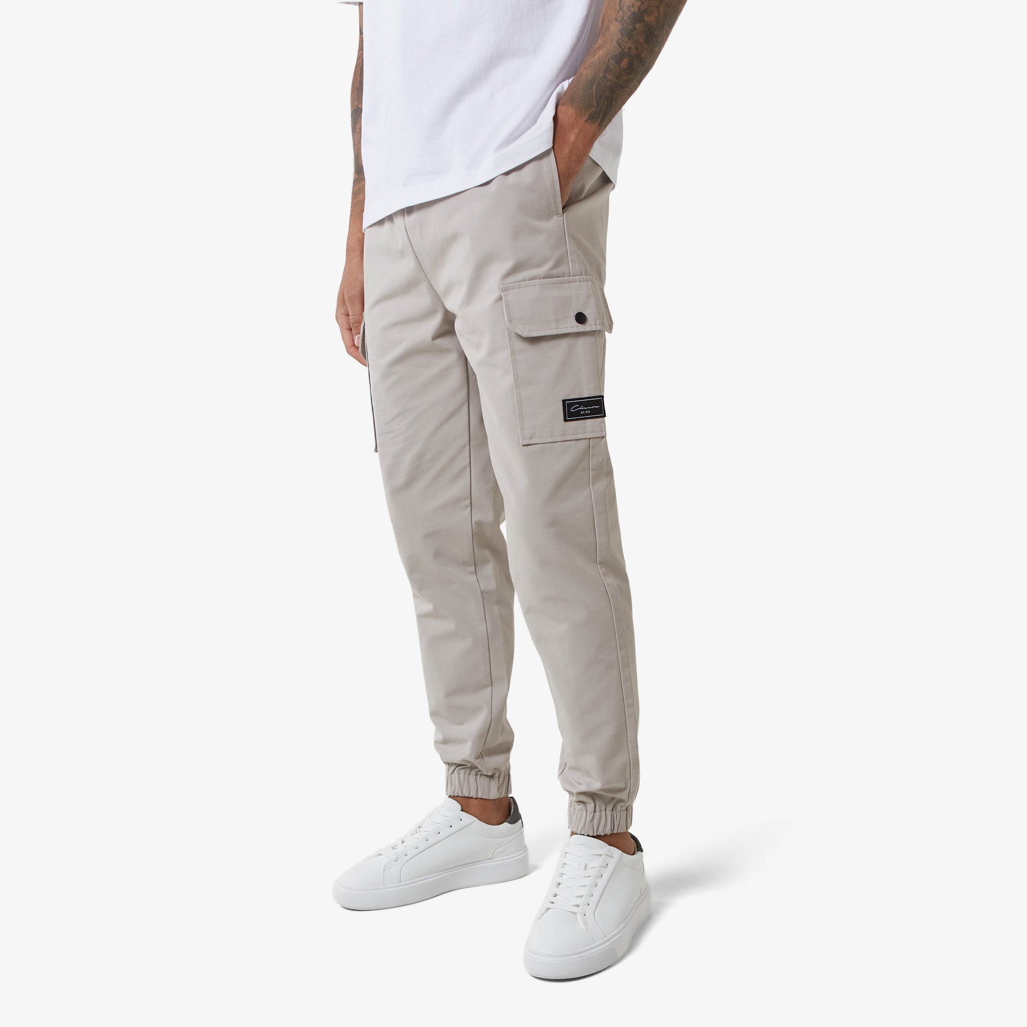 Durable Utility Cargo Pants for Men - Stone Color | Outdoor Work, Hiking & Casual Wear