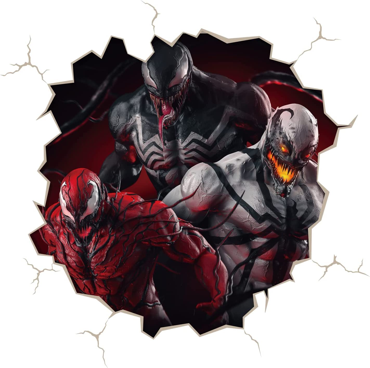 Realistic 3D Venom Wall Decals - Vinyl Wall Stickers for Kids Bedroom, Living Room, Playroom & Nursery Decor (15.7