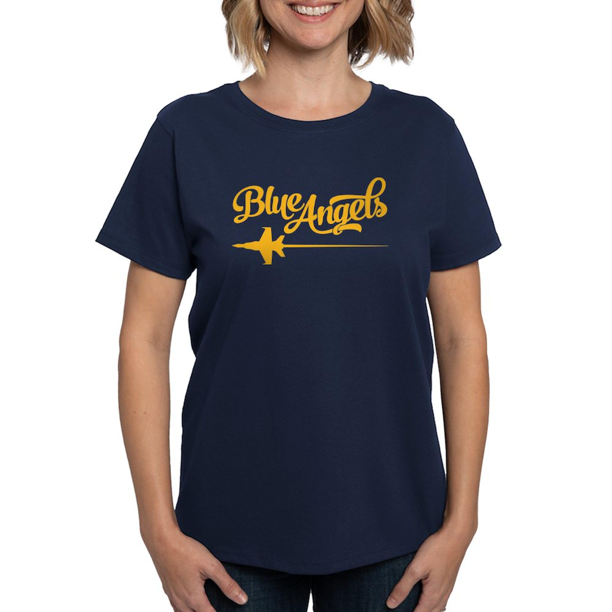 U.S. Navy Blue Angels Jet Women's Classic Cotton T-Shirt - Dark Navy Blue Casual Tee for Military Apparel & Aviation Enthusiasts | Perfect for Patriotic Events, Air Shows & Everyday Wear