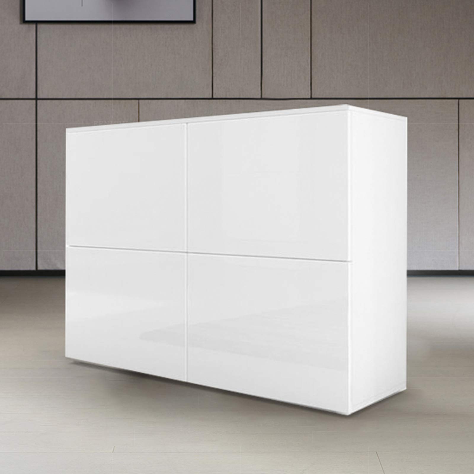 Premium Modern High Gloss White Coffee Table with 4 Storage Drawers - Stylish Centerpiece for Living Room, Office & Small Spaces - Perfect for Home Decor, Entertaining Guests & Workspace Organization