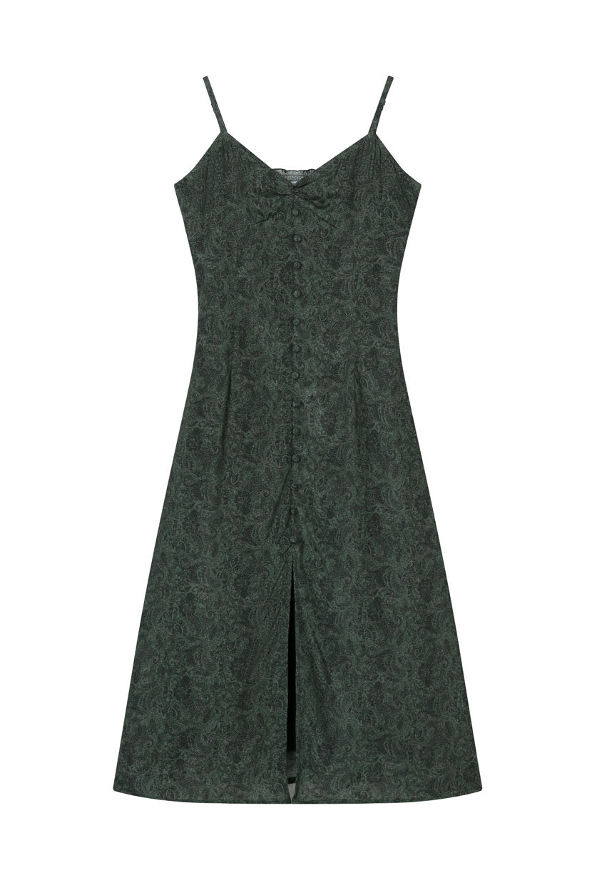 Francisco Dress - Green Floral Print Women's Summer Dress | Perfect for Beach Vacations, Garden Parties & Date Nights