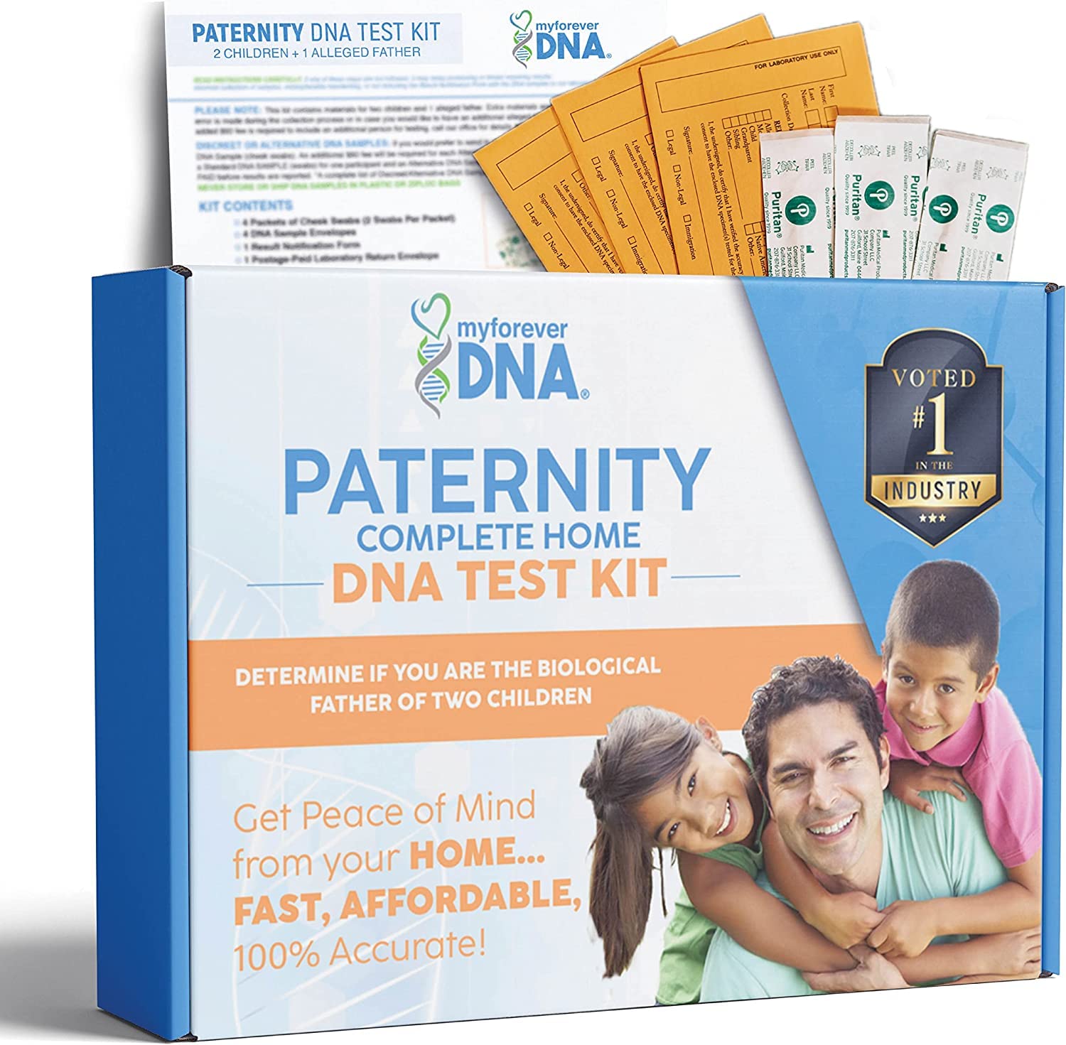 Home Paternity DNA Test Kit for 2 Children & 1 Alleged Father | 24 Genetic Markers Tested | Includes Lab Fees & Free Shipping | Accurate & Confidential Results | Perfect for Legal Proof, Peace of Mind & Family Bonding