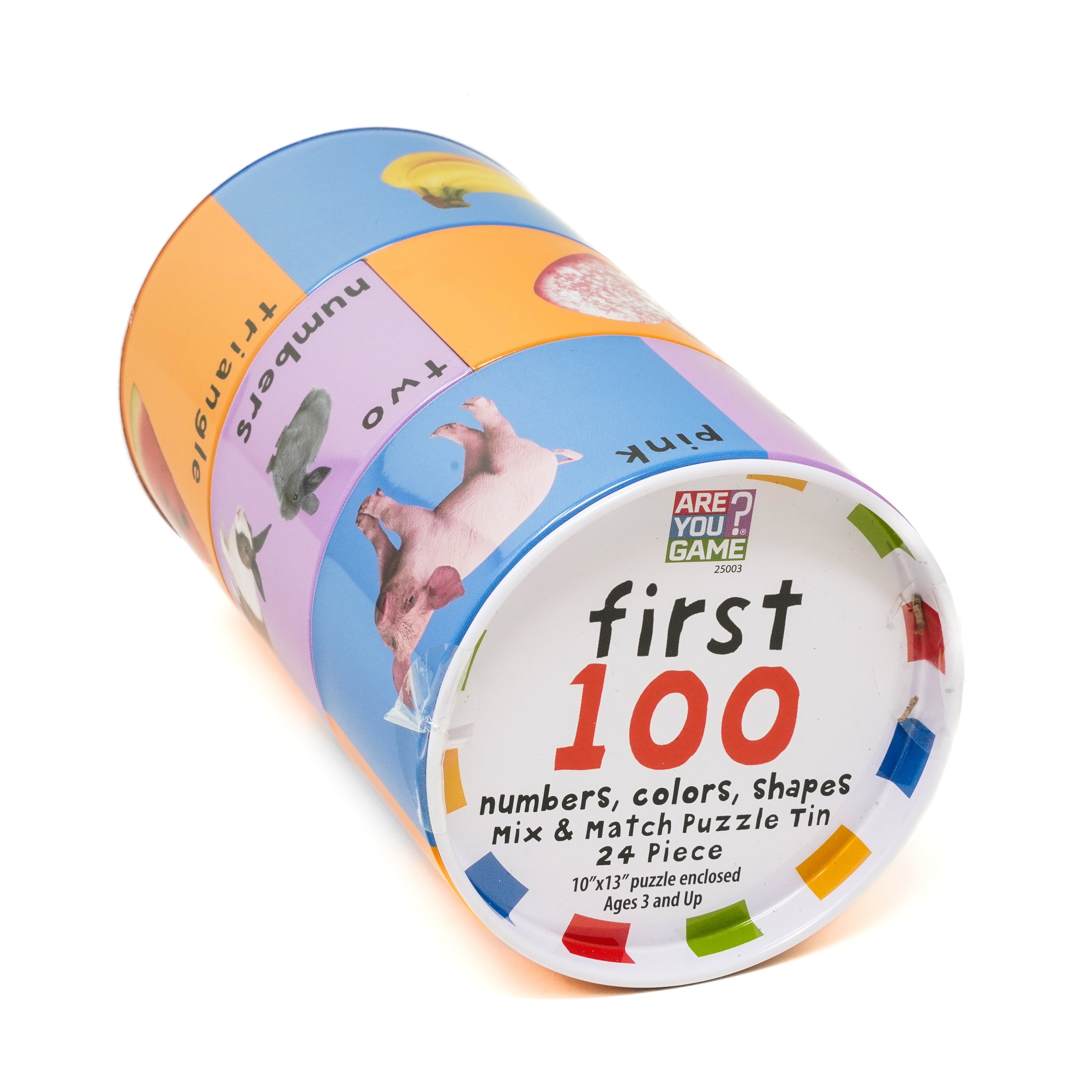 AreYouGame.com First 100 Puzzle Tin - Numbers, Colors & Shapes Learning Toy (24 Pieces) | Educational STEM Game for Toddlers & Preschool Kids | Perfect for Early Childhood Development & Classroom Activities