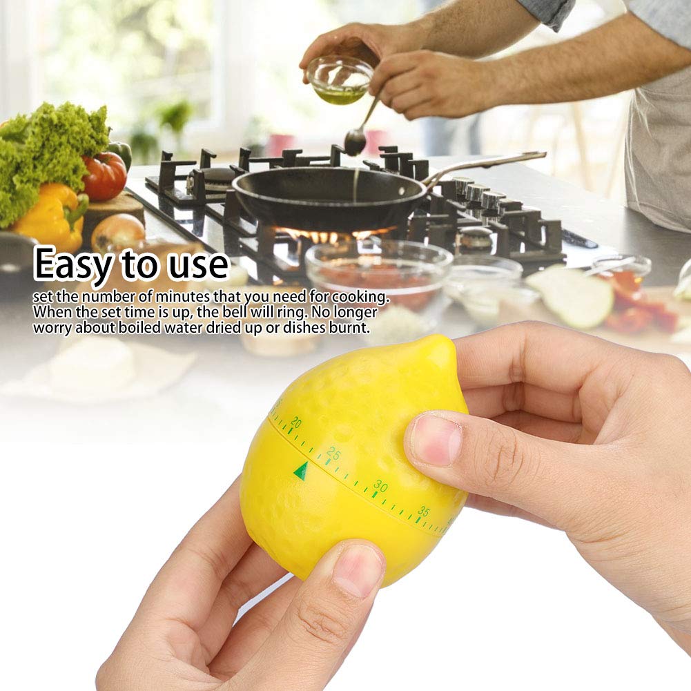 Lemon-Shaped Kitchen Timer - 60 Min Mechanical Cooking Timer for Baking & Boiling Eggs