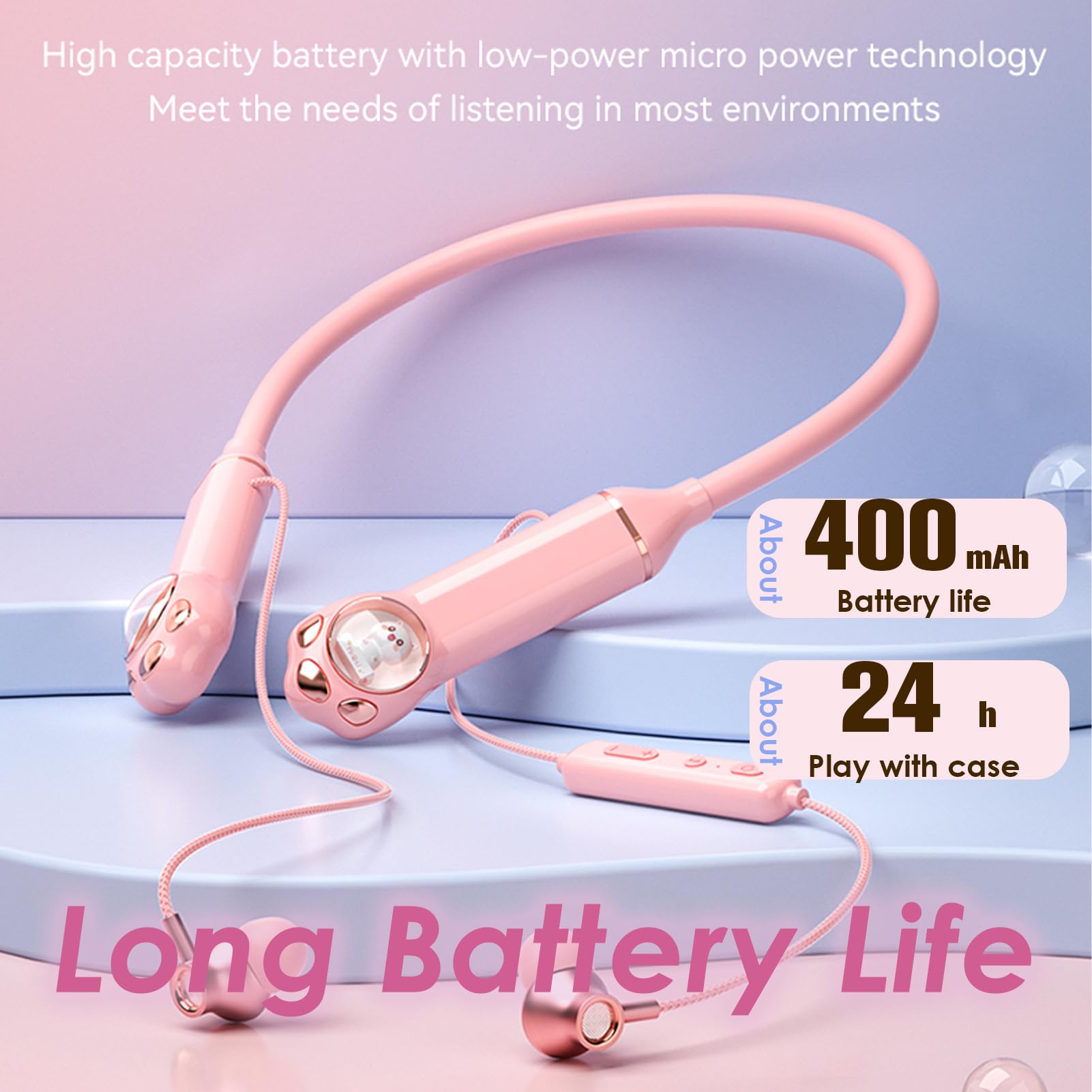 Loluka Kids Bluetooth Neckband Headphones - Wireless IPX5 Waterproof Earbuds with Comfortable Neckband for Boys & Girls (Purple) | Perfect for School, Sports, and Outdoor Activities