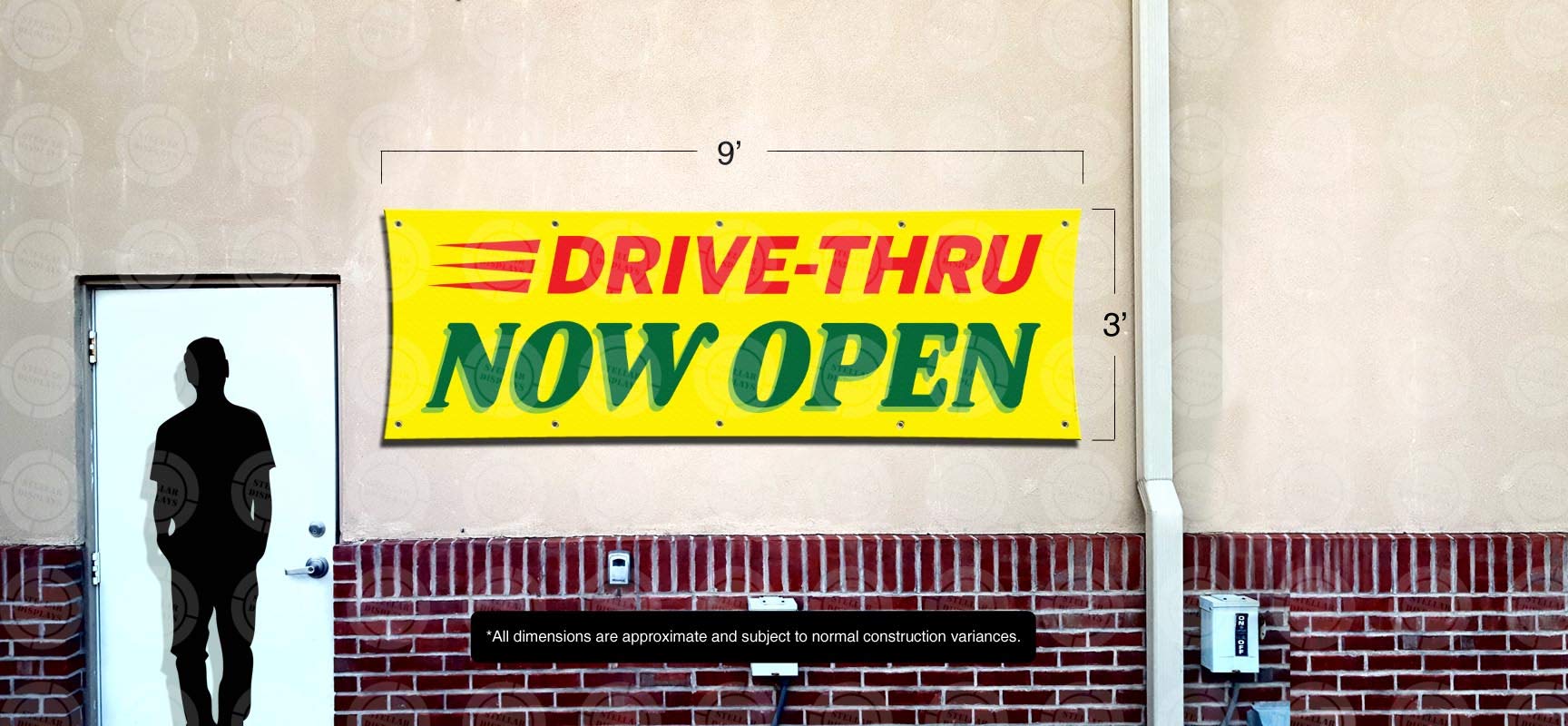 3ft x 9ft Drive-Thru Now Open Banner - Restaurant Grand Opening Sign for Takeout, Delivery & Food Service - Perfect for Fast Food, Coffee Shops & Convenience Stores